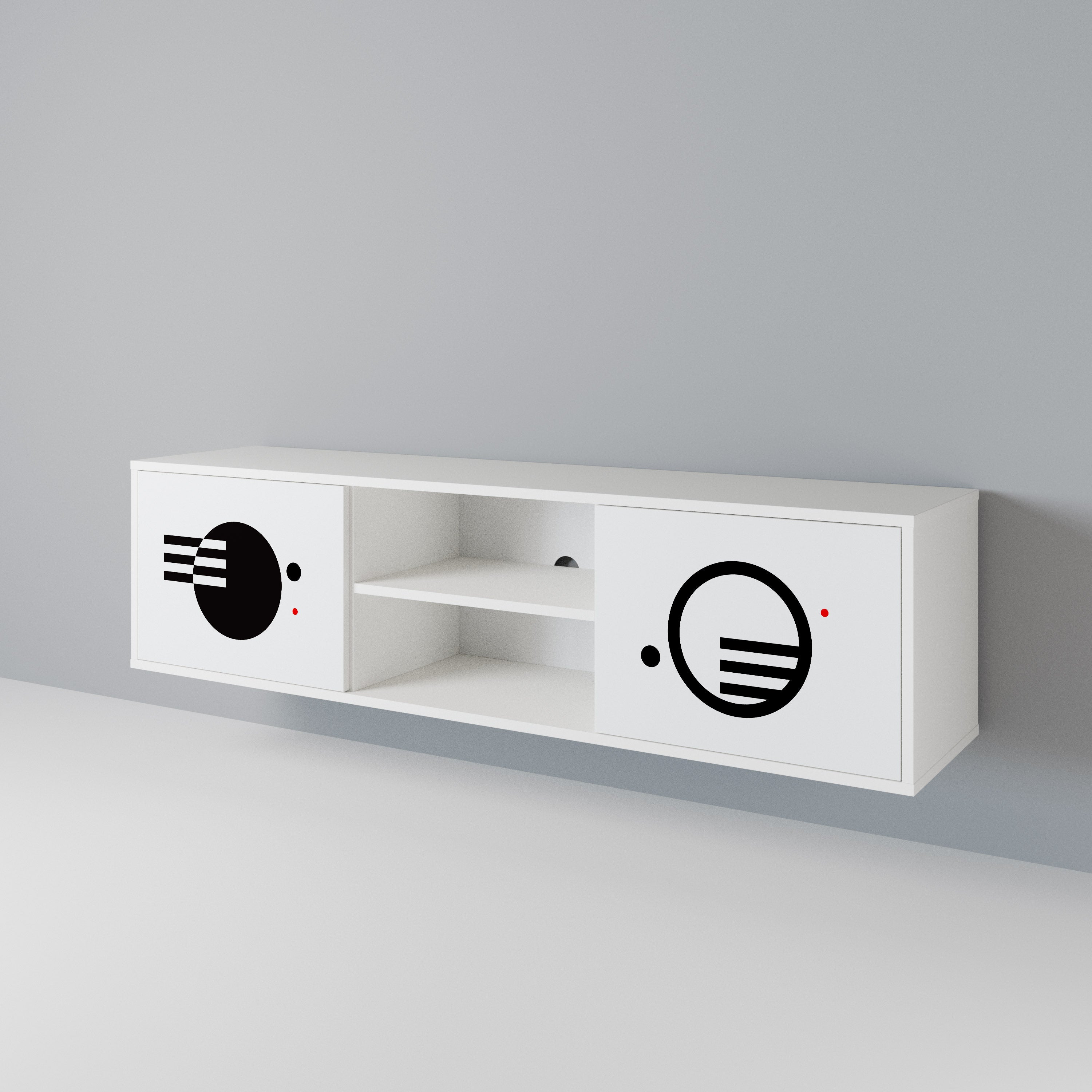 BLACK AND WHITE COMBINATION TV-bänk med två dörrar