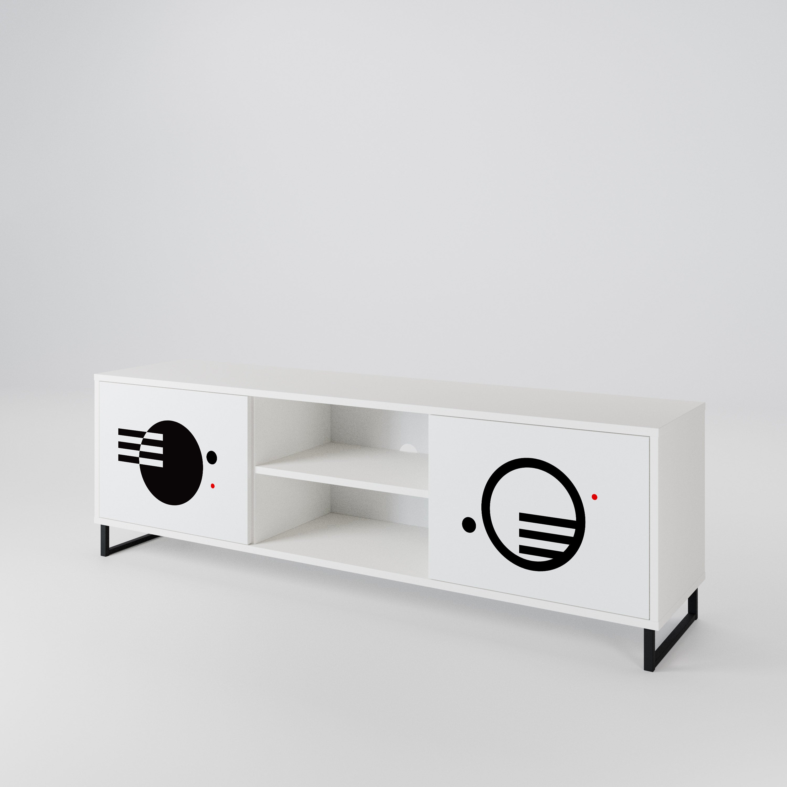BLACK AND WHITE COMBINATION TV-bänk med två dörrar