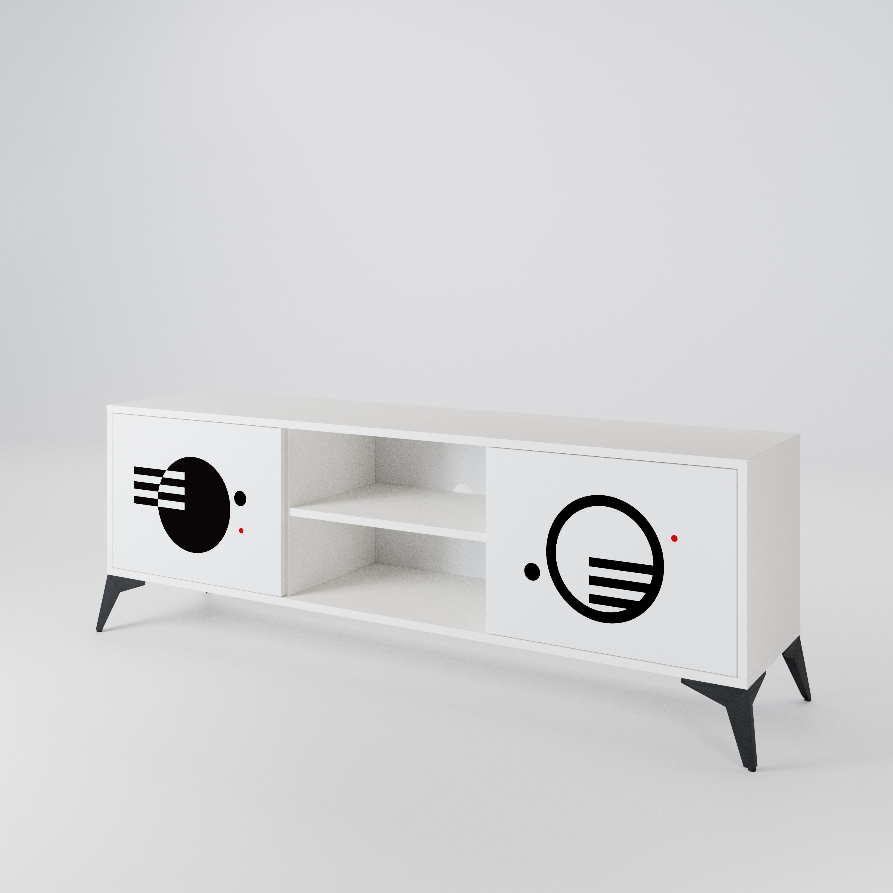 BLACK AND WHITE COMBINATION TV-bänk med två dörrar