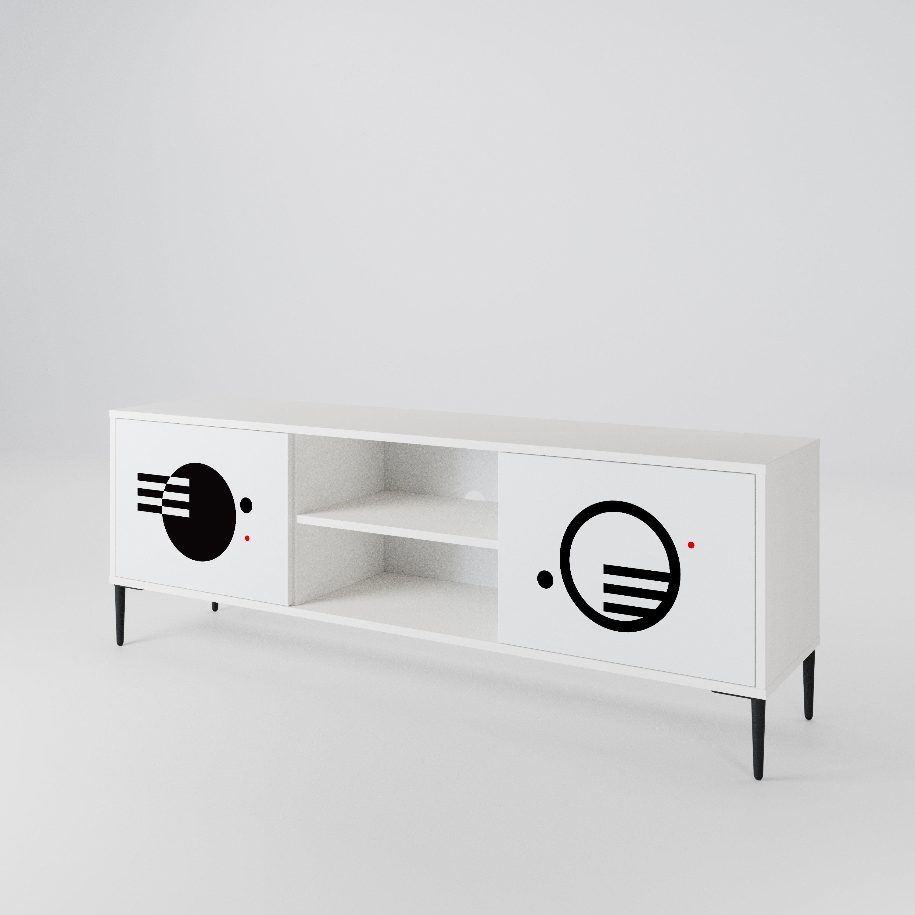 BLACK AND WHITE COMBINATION TV-bänk med två dörrar