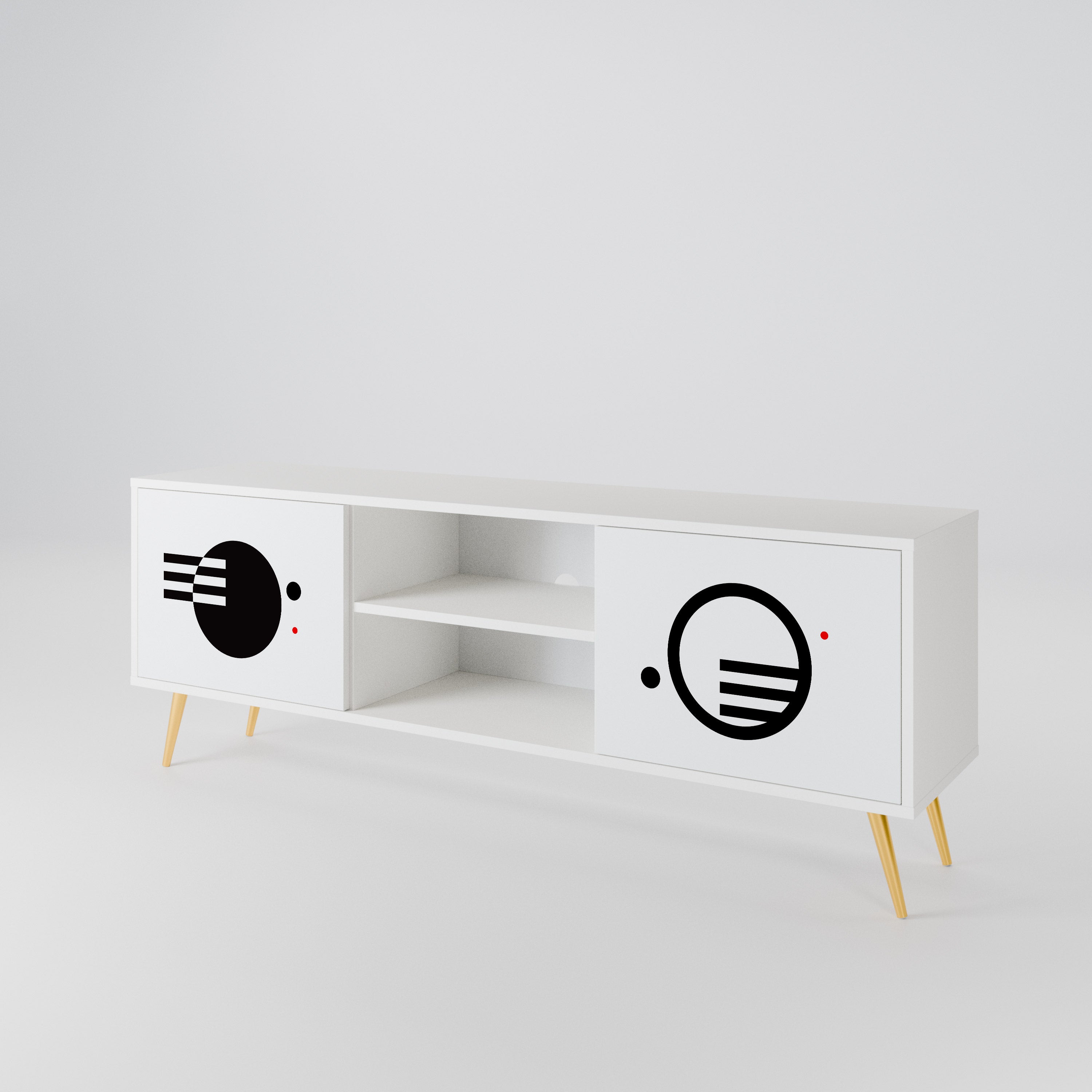 BLACK AND WHITE COMBINATION TV-bänk med två dörrar