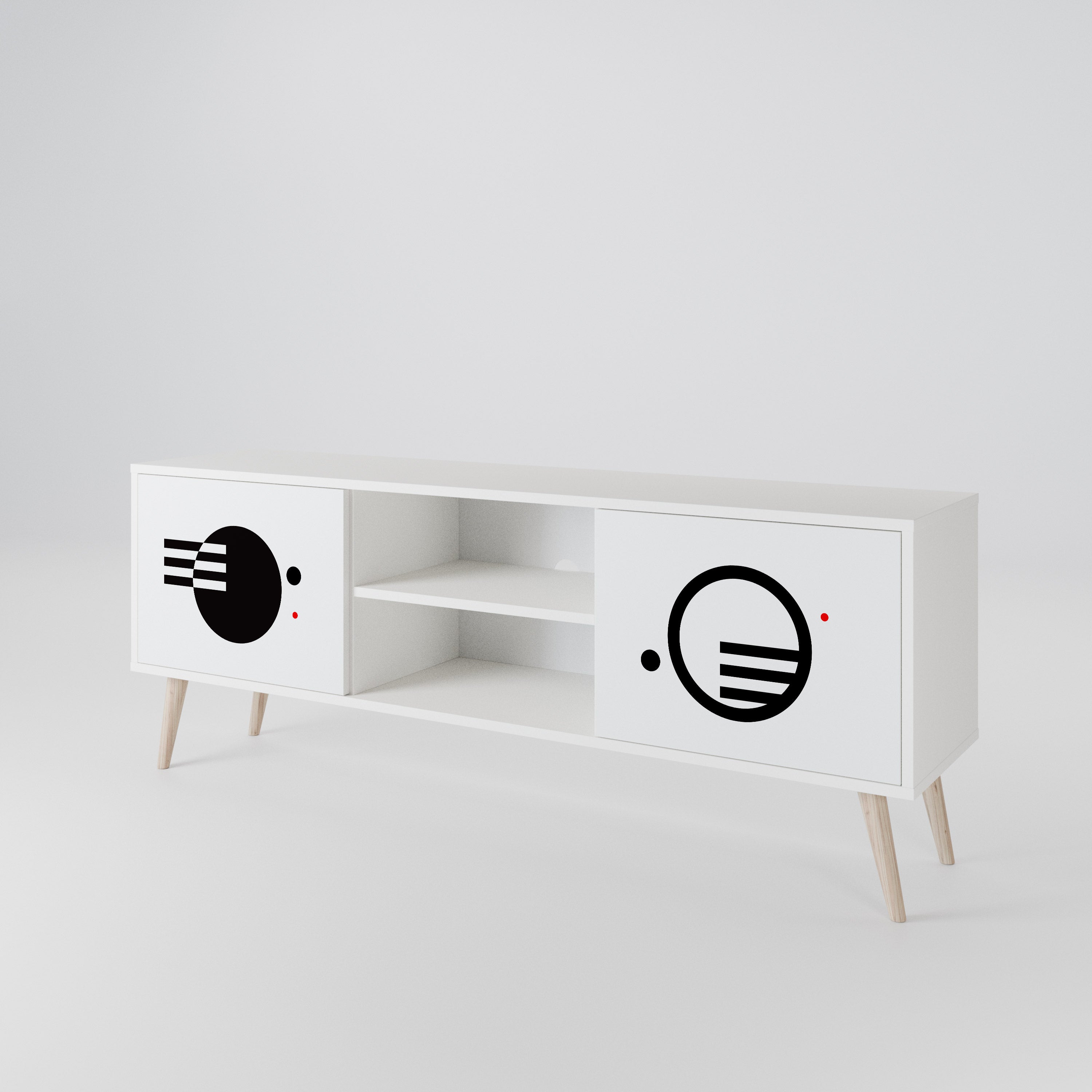 BLACK AND WHITE COMBINATION TV-bänk med två dörrar