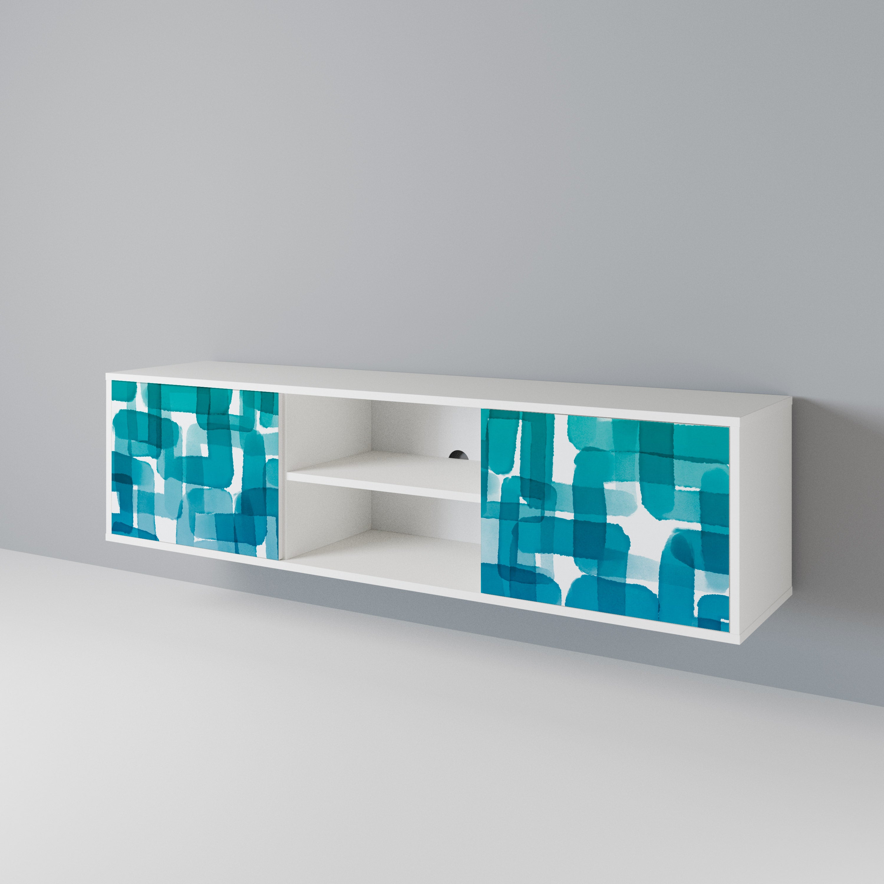 TURQUOISE RECTANGLES TV-bänk med två dörrar
