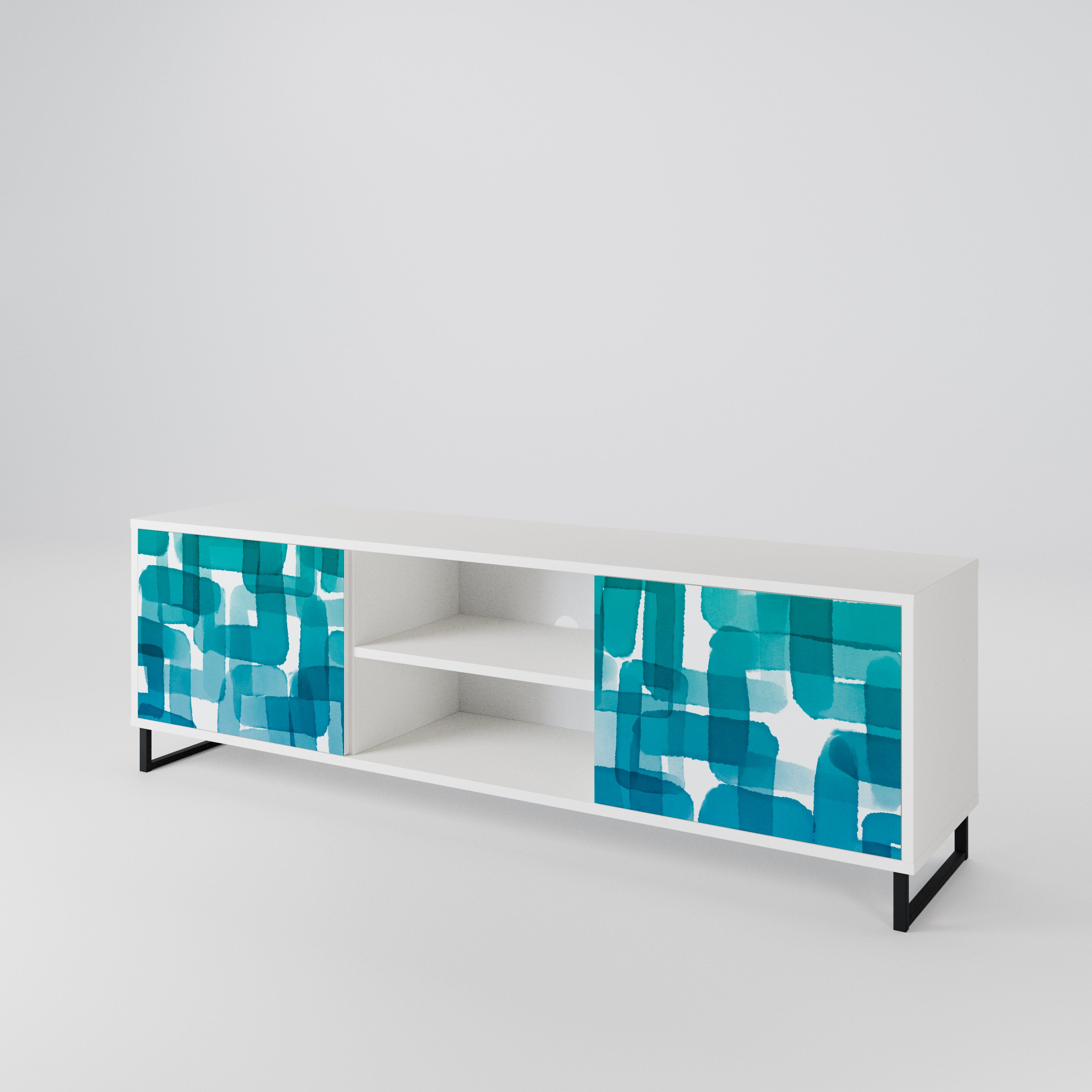 TURQUOISE RECTANGLES TV-bänk med två dörrar