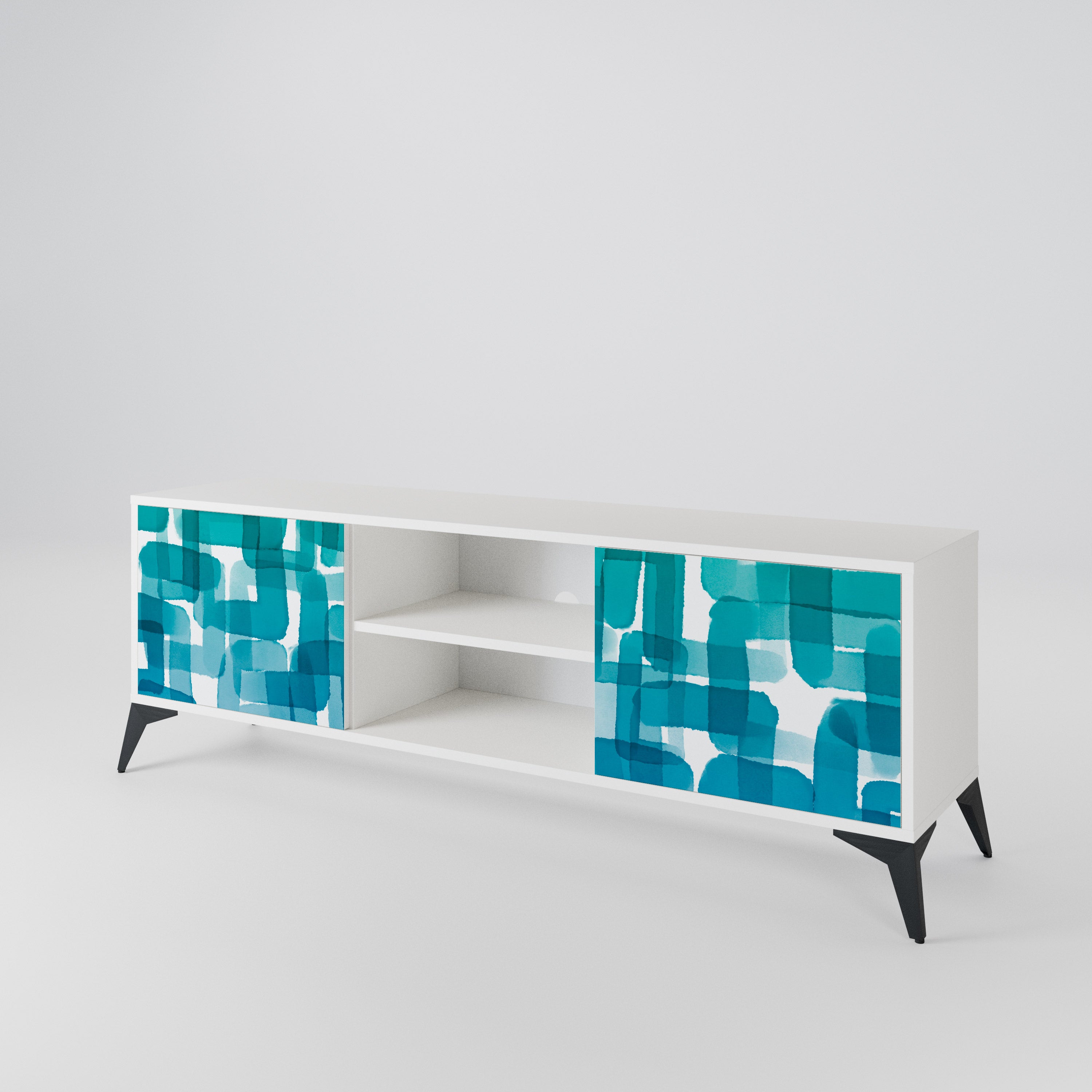 TURQUOISE RECTANGLES TV-bänk med två dörrar