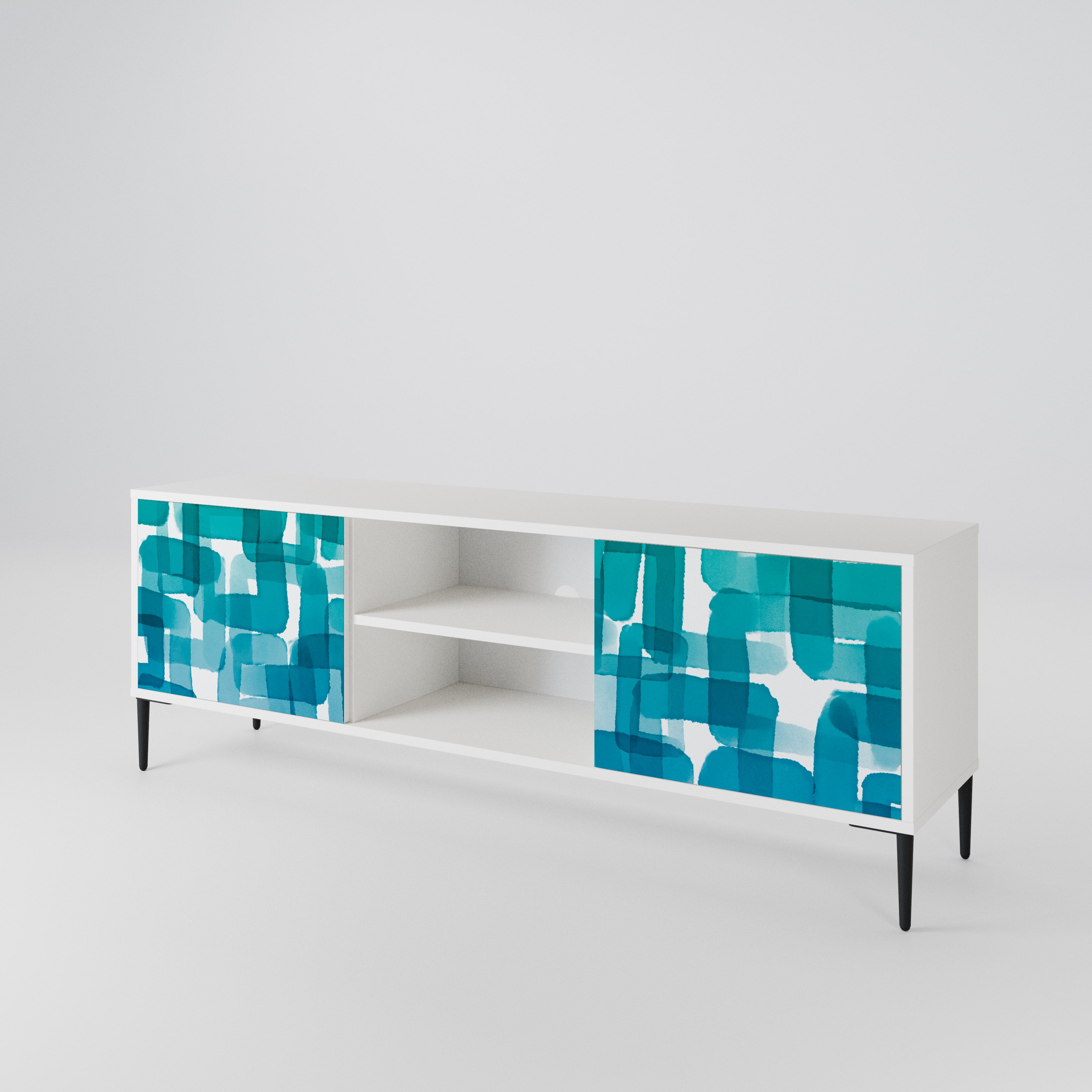 TURQUOISE RECTANGLES TV-bänk med två dörrar