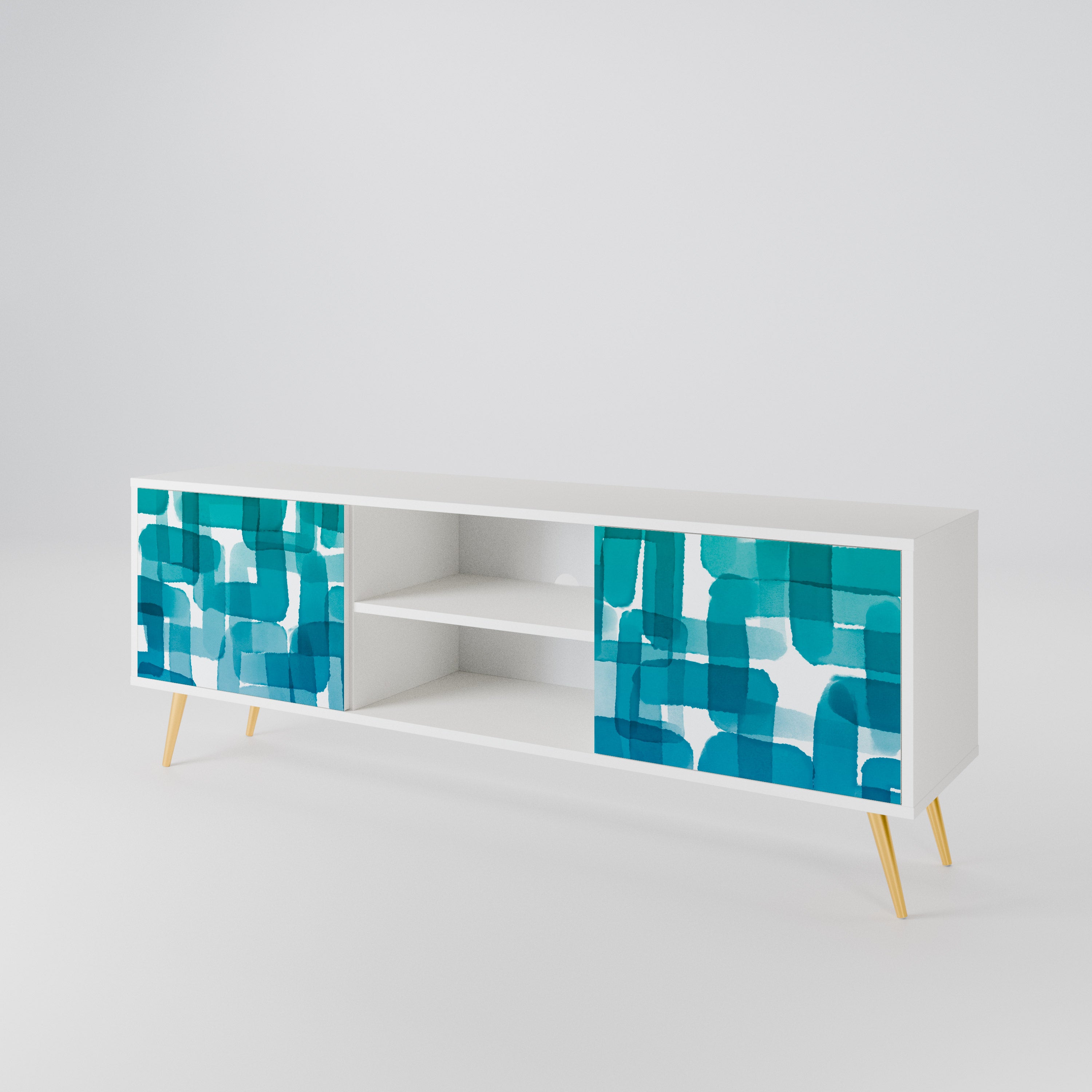 TURQUOISE RECTANGLES TV-bänk med två dörrar