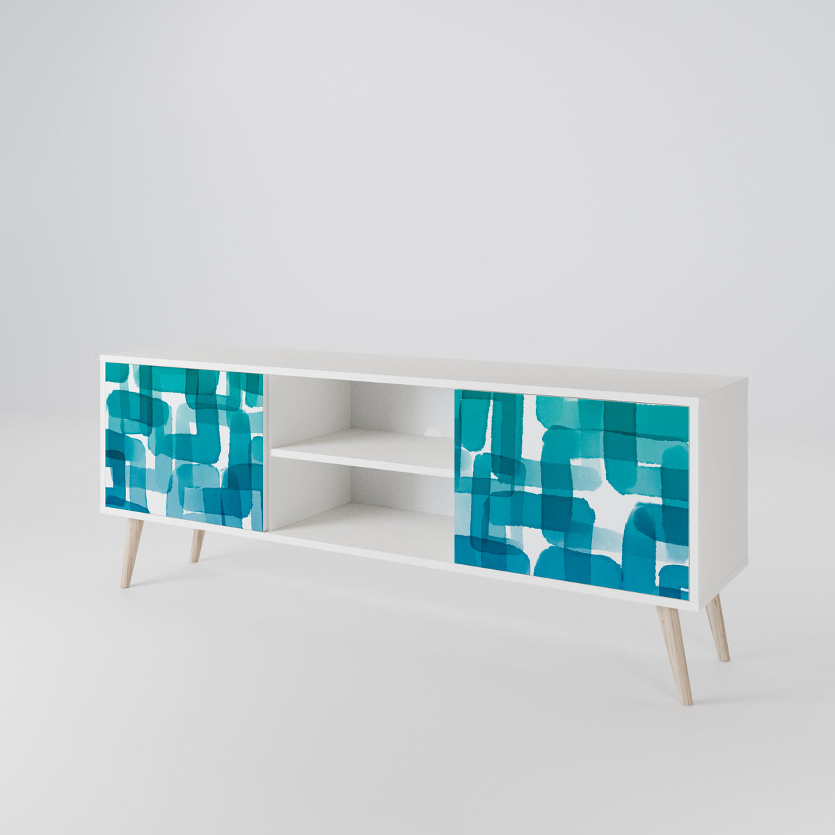 TURQUOISE RECTANGLES TV-bänk med två dörrar
