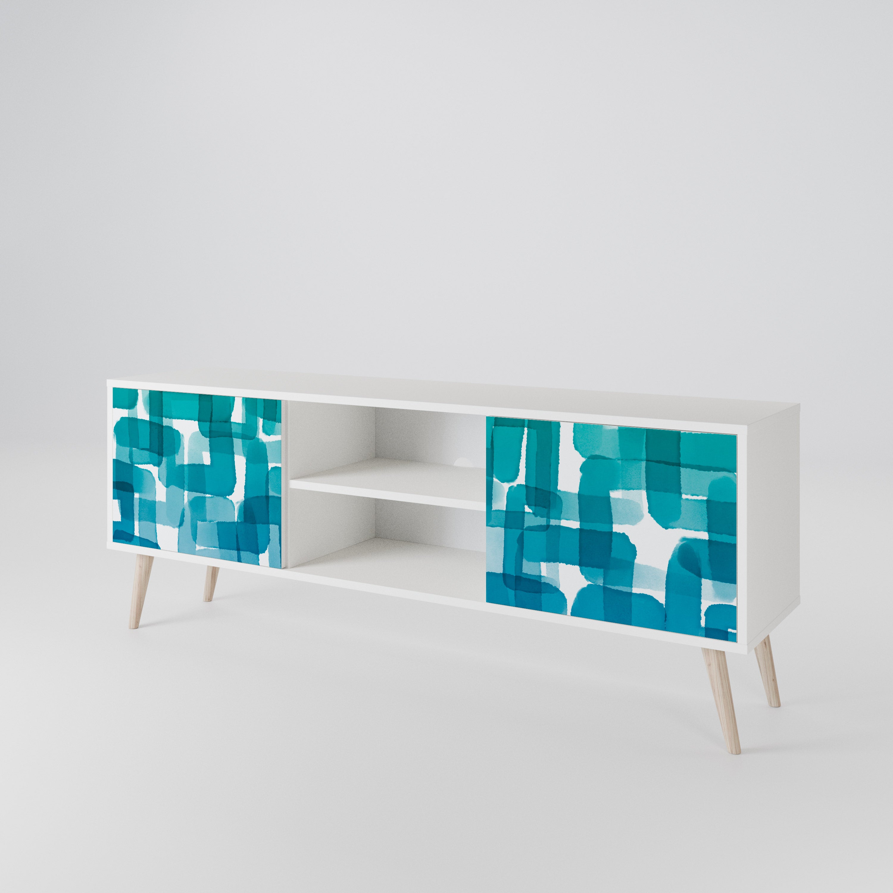 TURQUOISE RECTANGLES TV-bänk med två dörrar