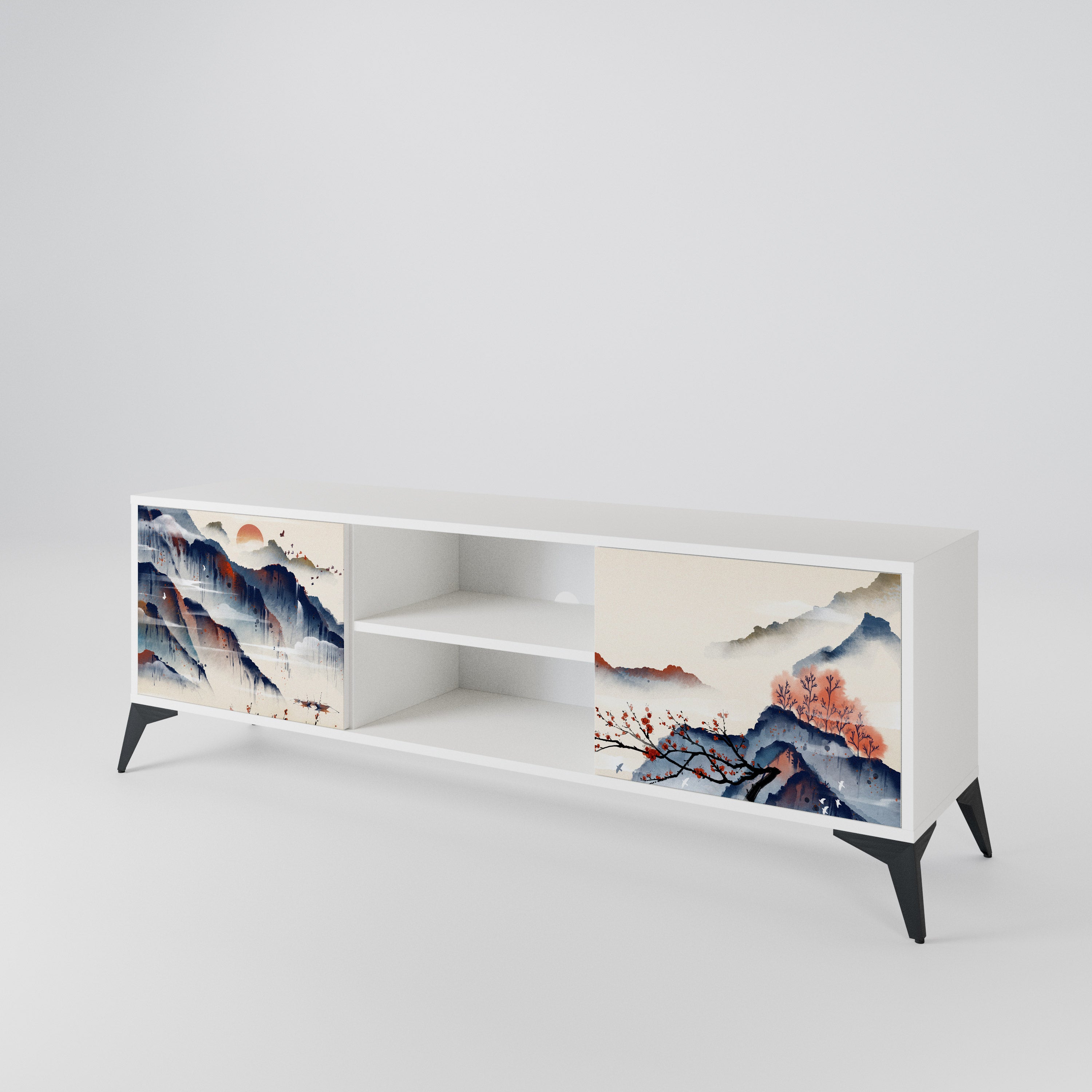 JAPANESE LANDSCAPE 2-Door TV Cabinet