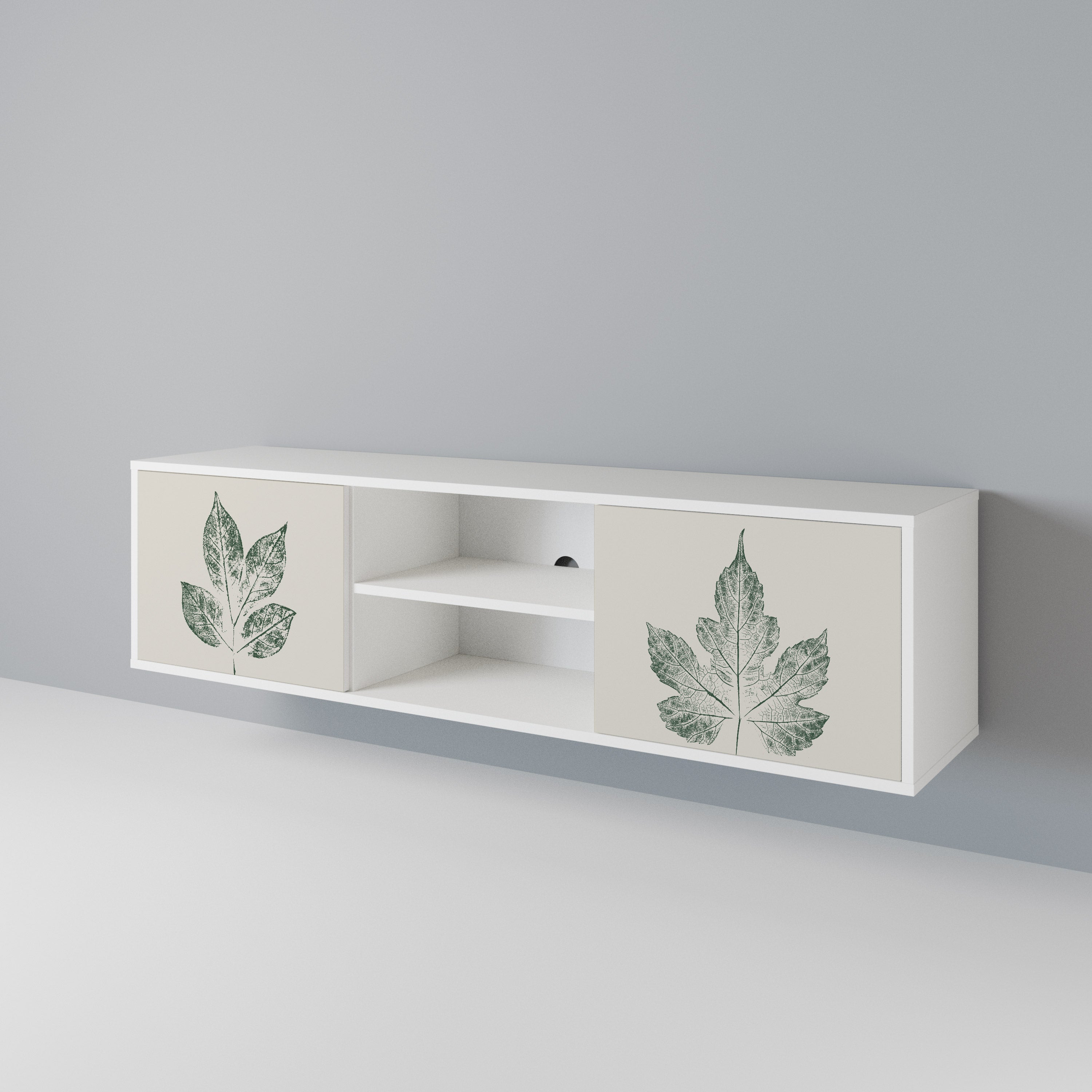 GREEN LEAFY STAMPS 2-Door TV Cabinet