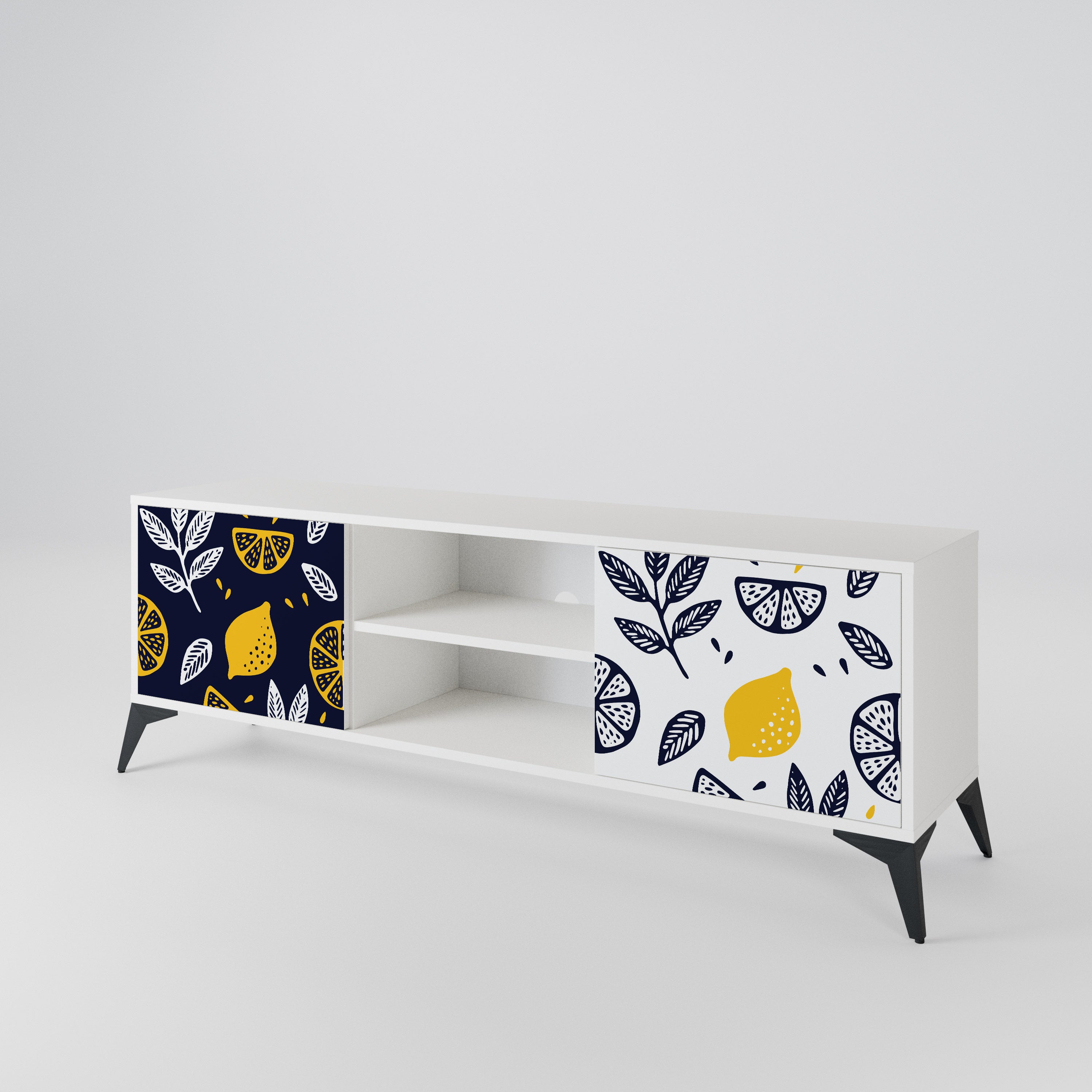 CITRUS BLACK AND WHITE 2-Door TV Cabinet