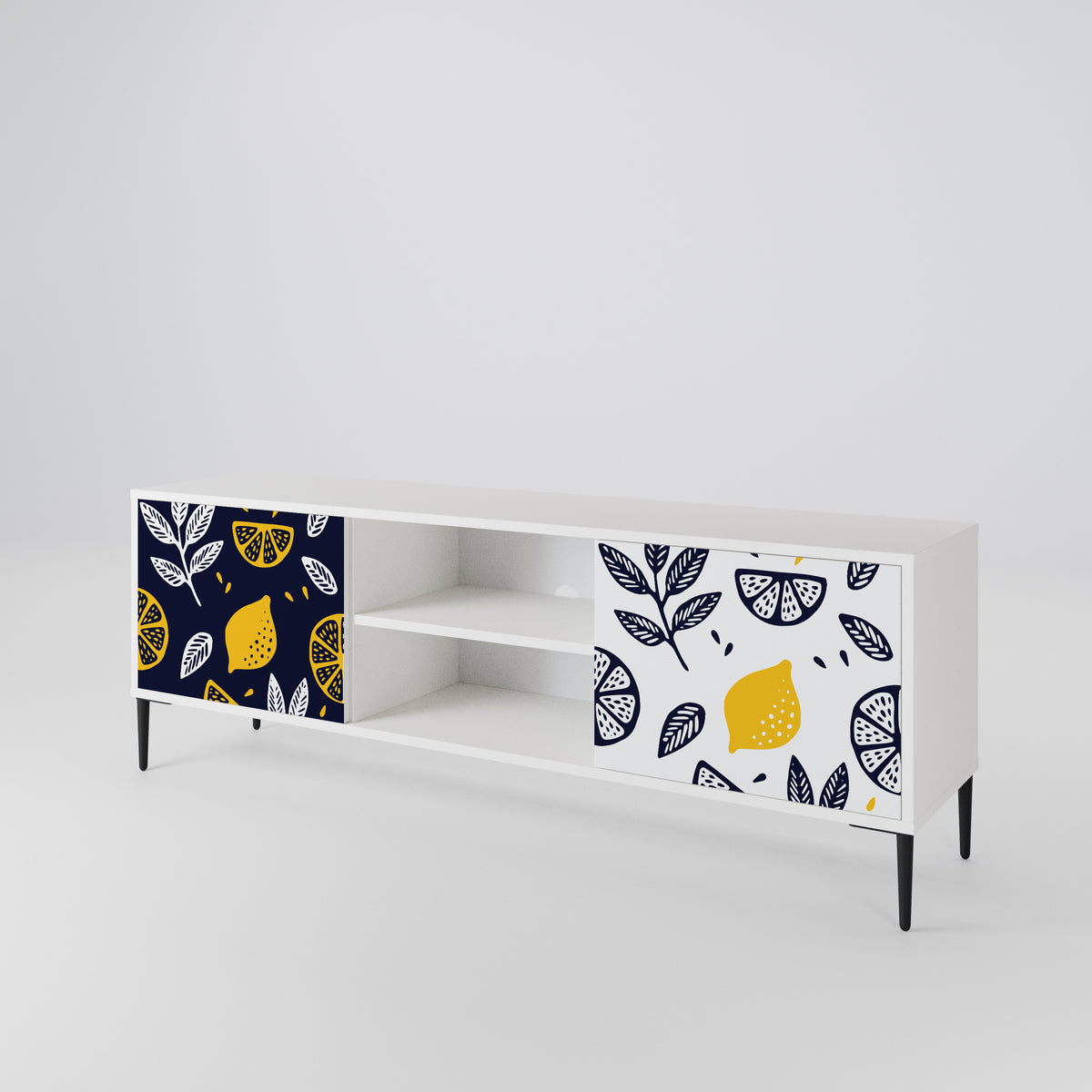 CITRUS BLACK AND WHITE 2-Door TV Cabinet
