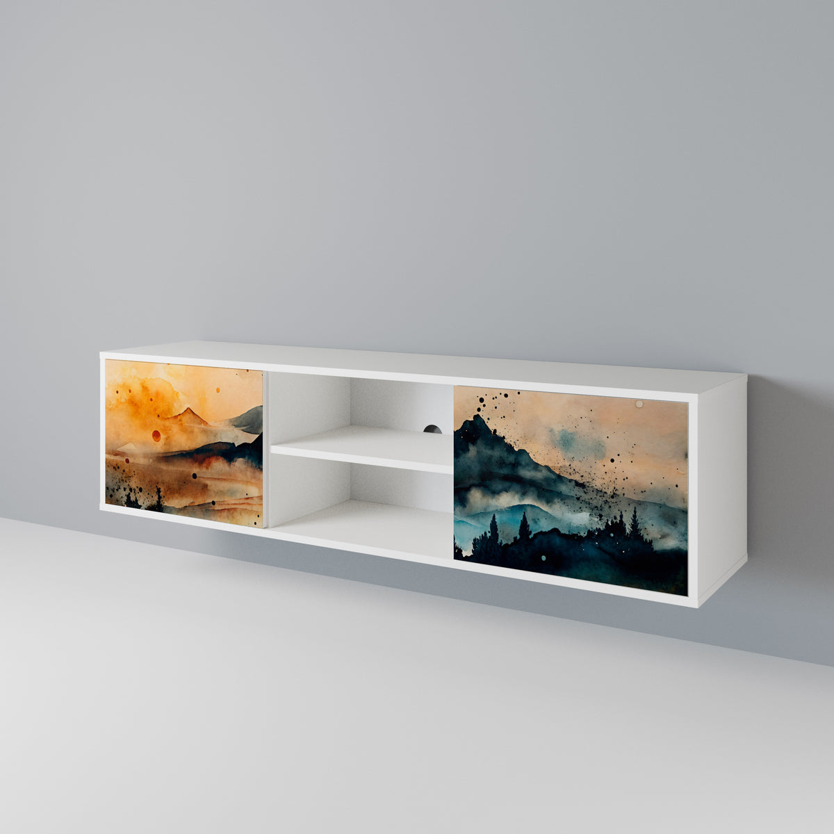 OMINOUS MOUNTAINS TV-bänk med två dörrar