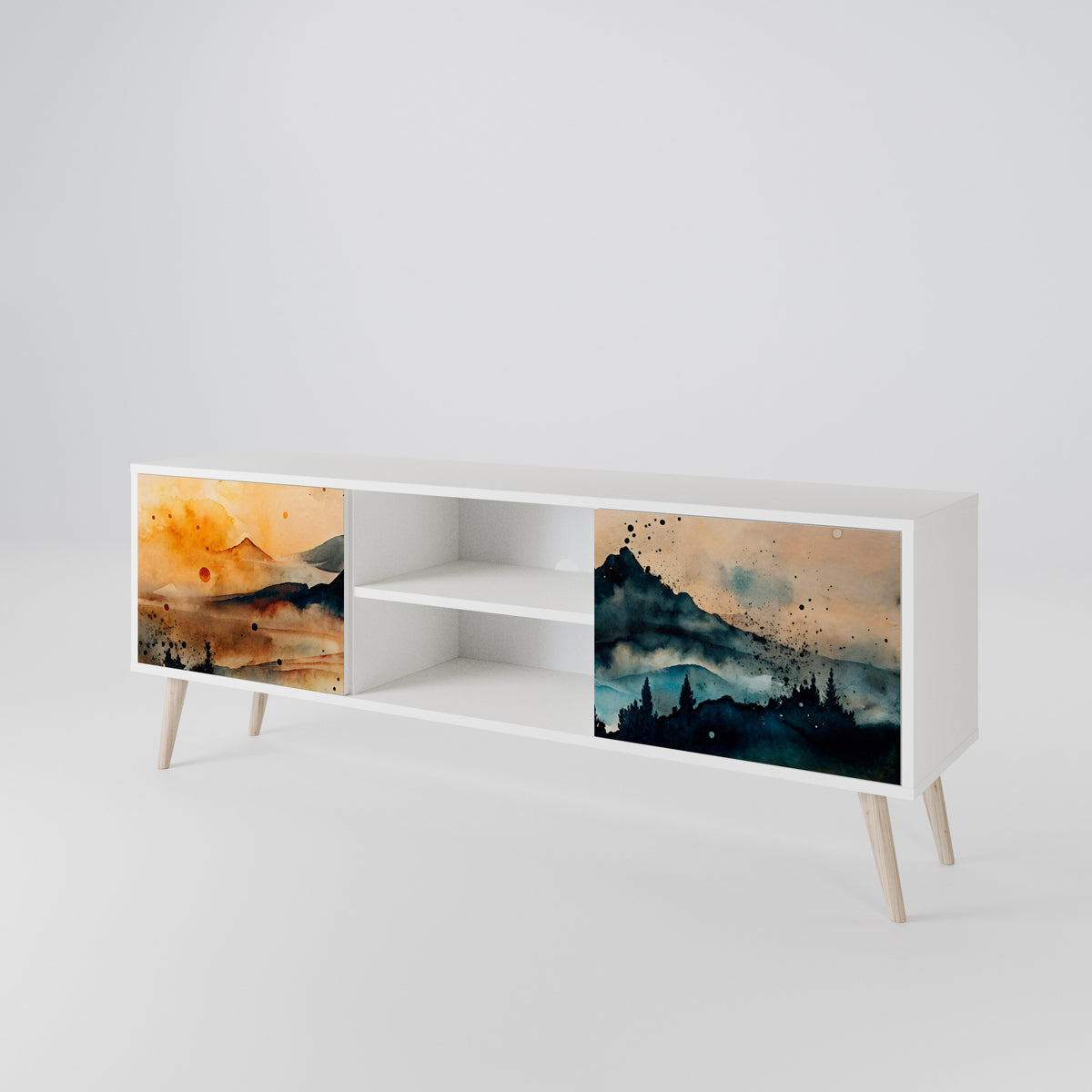 OMINOUS MOUNTAINS TV-bänk med två dörrar