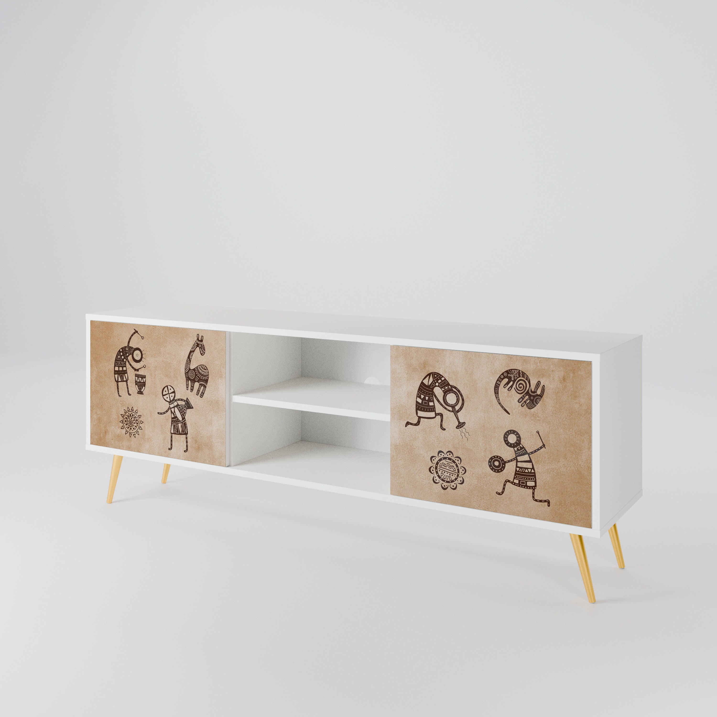 AFRICAN STYLE 2-Door TV Cabinet