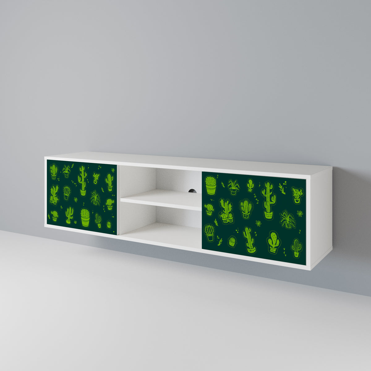 DESERT GREEN TV-bänk med två dörrar