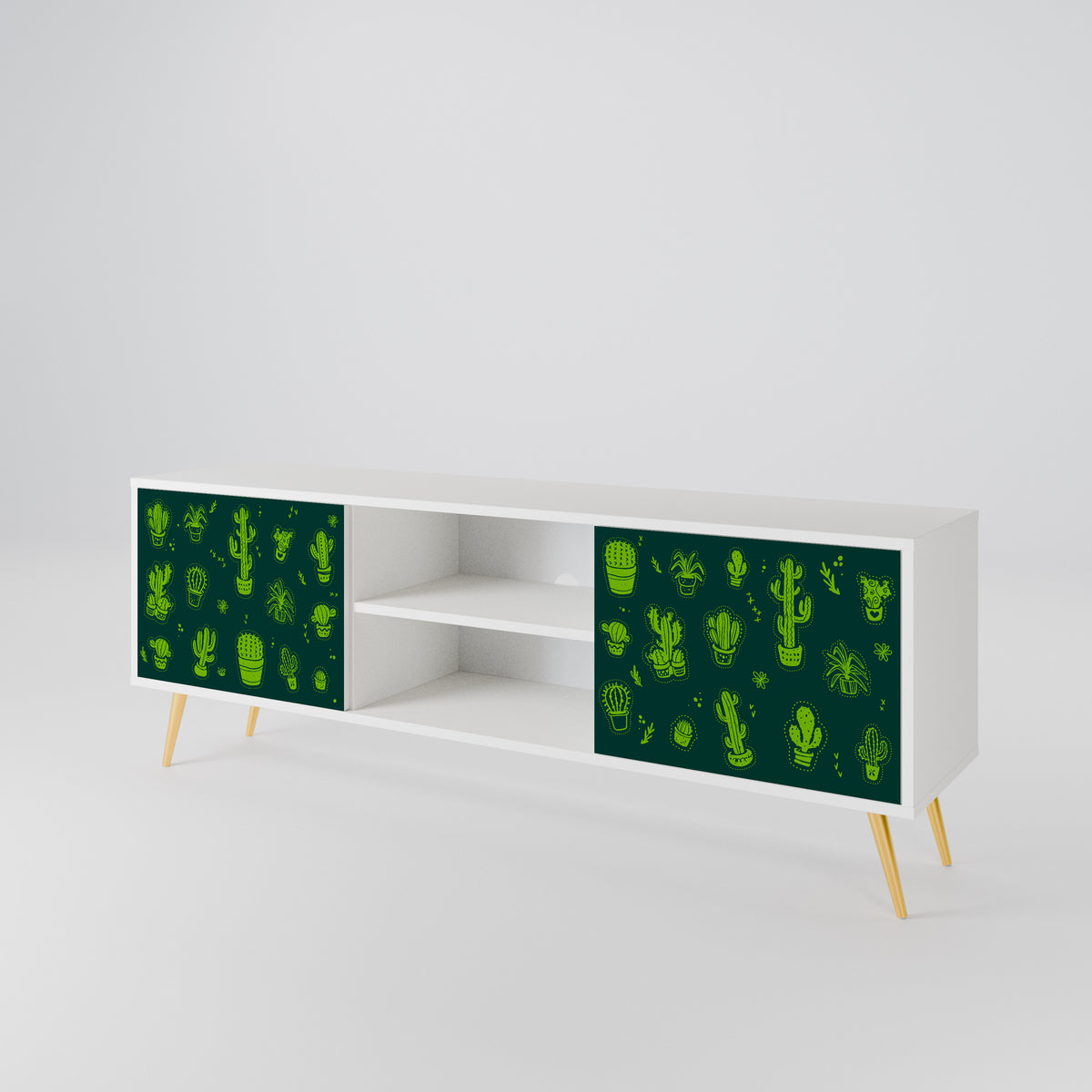 DESERT GREEN TV-bänk med två dörrar
