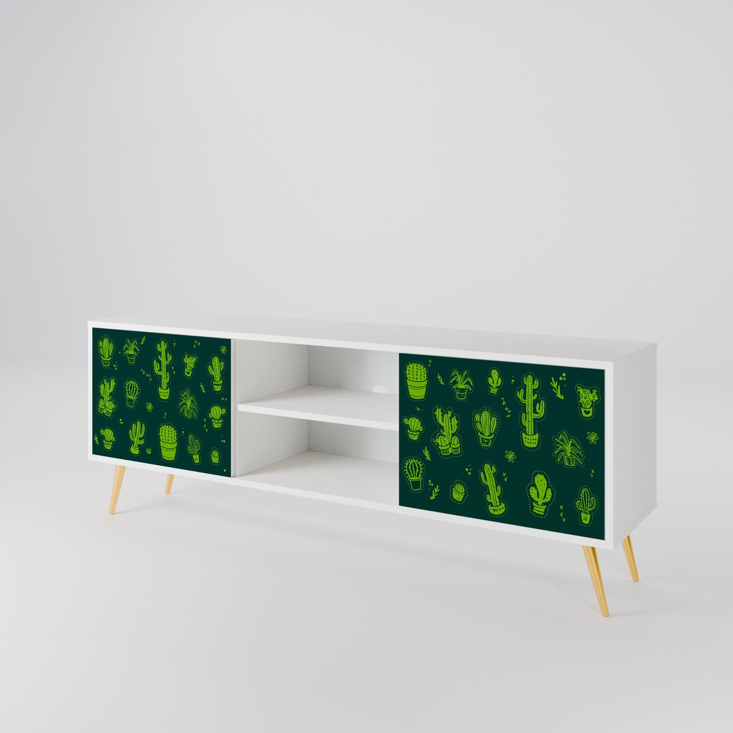 DESERT GREEN TV-bänk med två dörrar