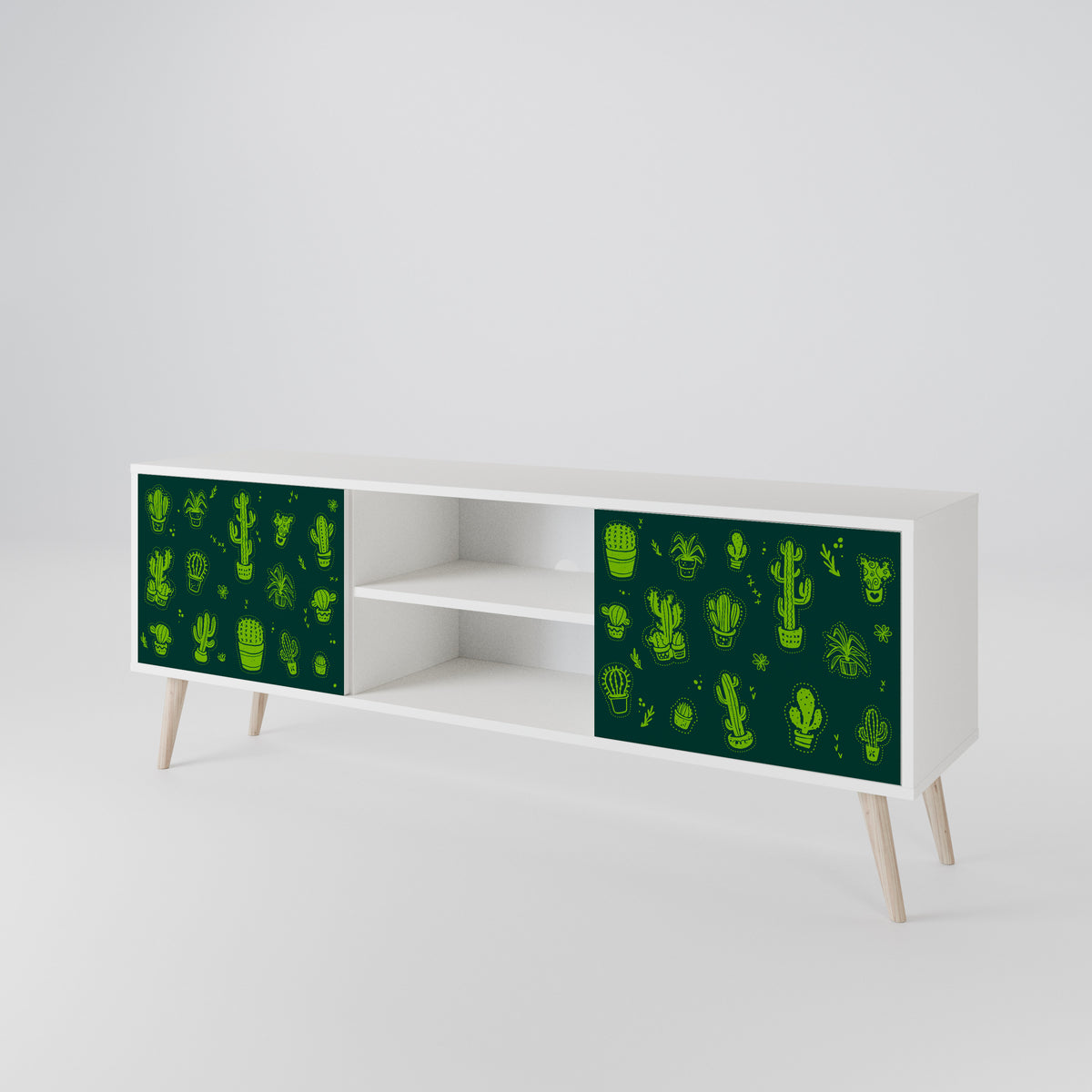 DESERT GREEN TV-bänk med två dörrar