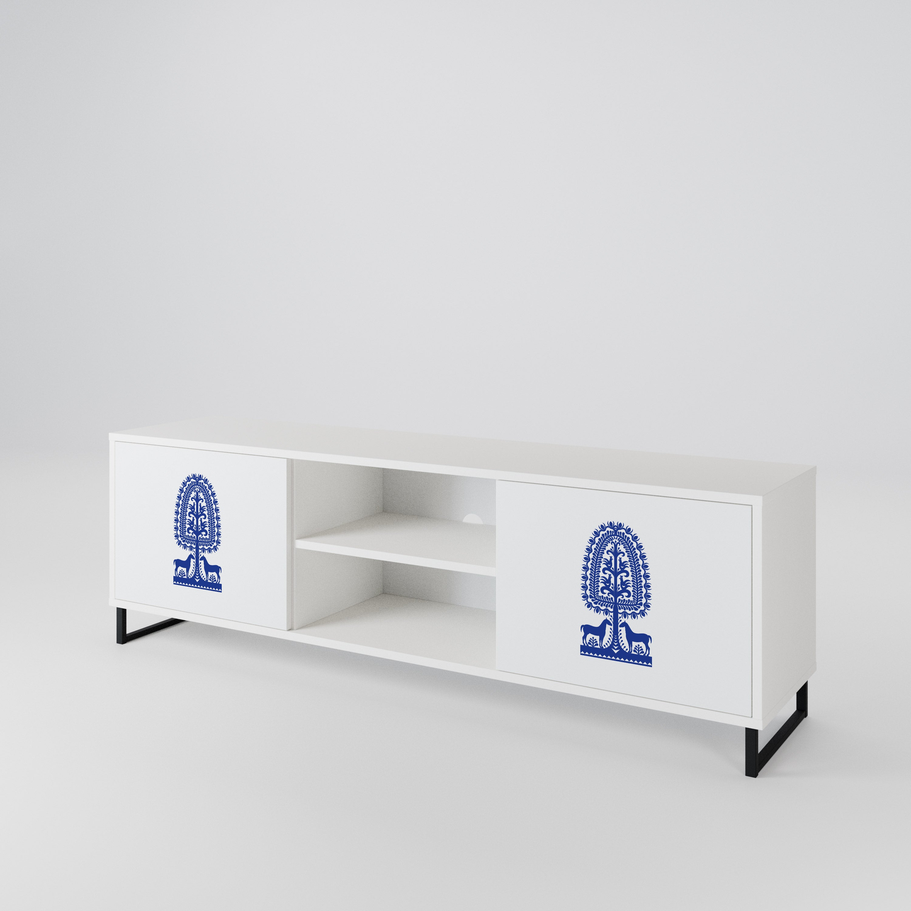 POLISH FOLK ART 2-Door TV Cabinet