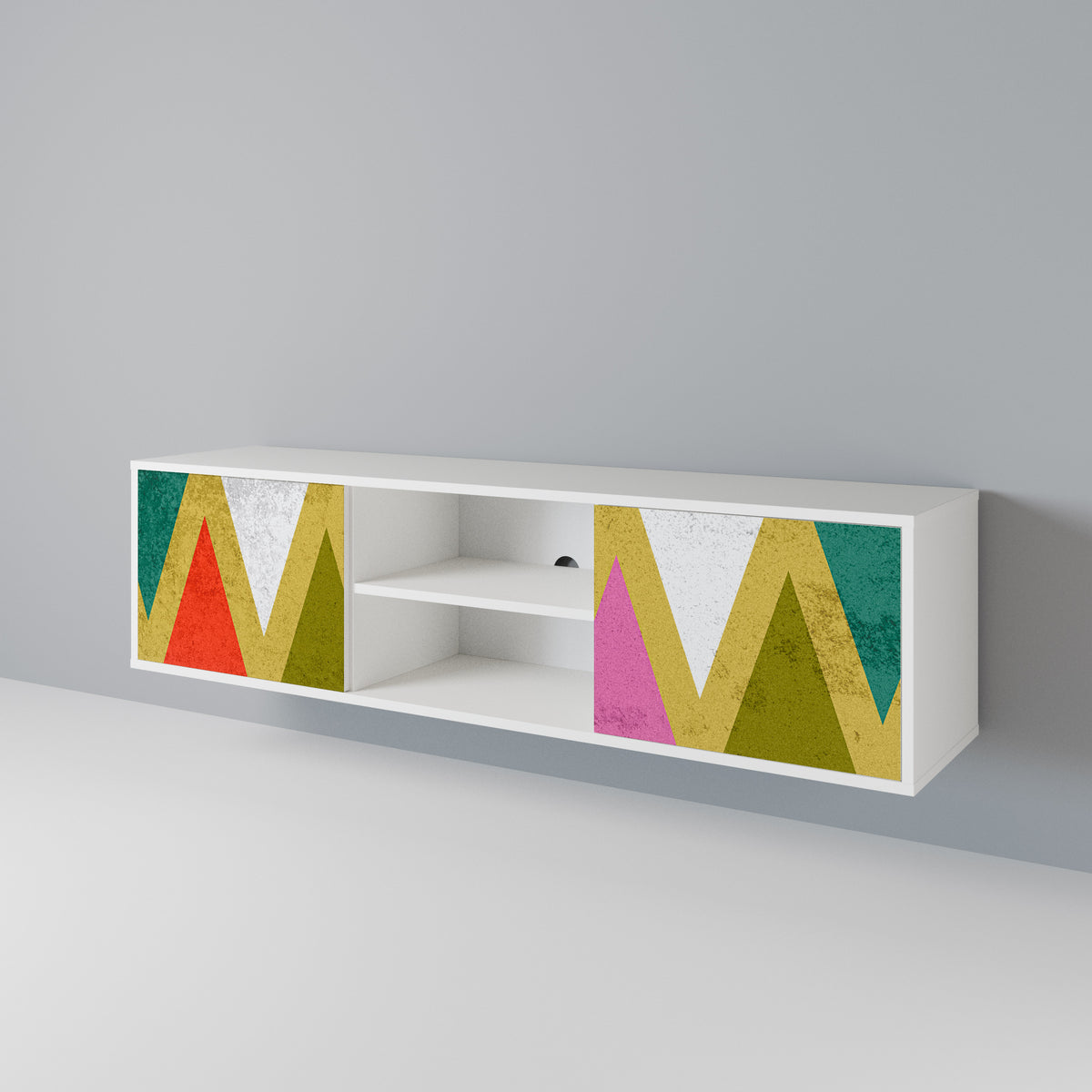 COLORFUL TRIANGLES TV-bänk med två dörrar