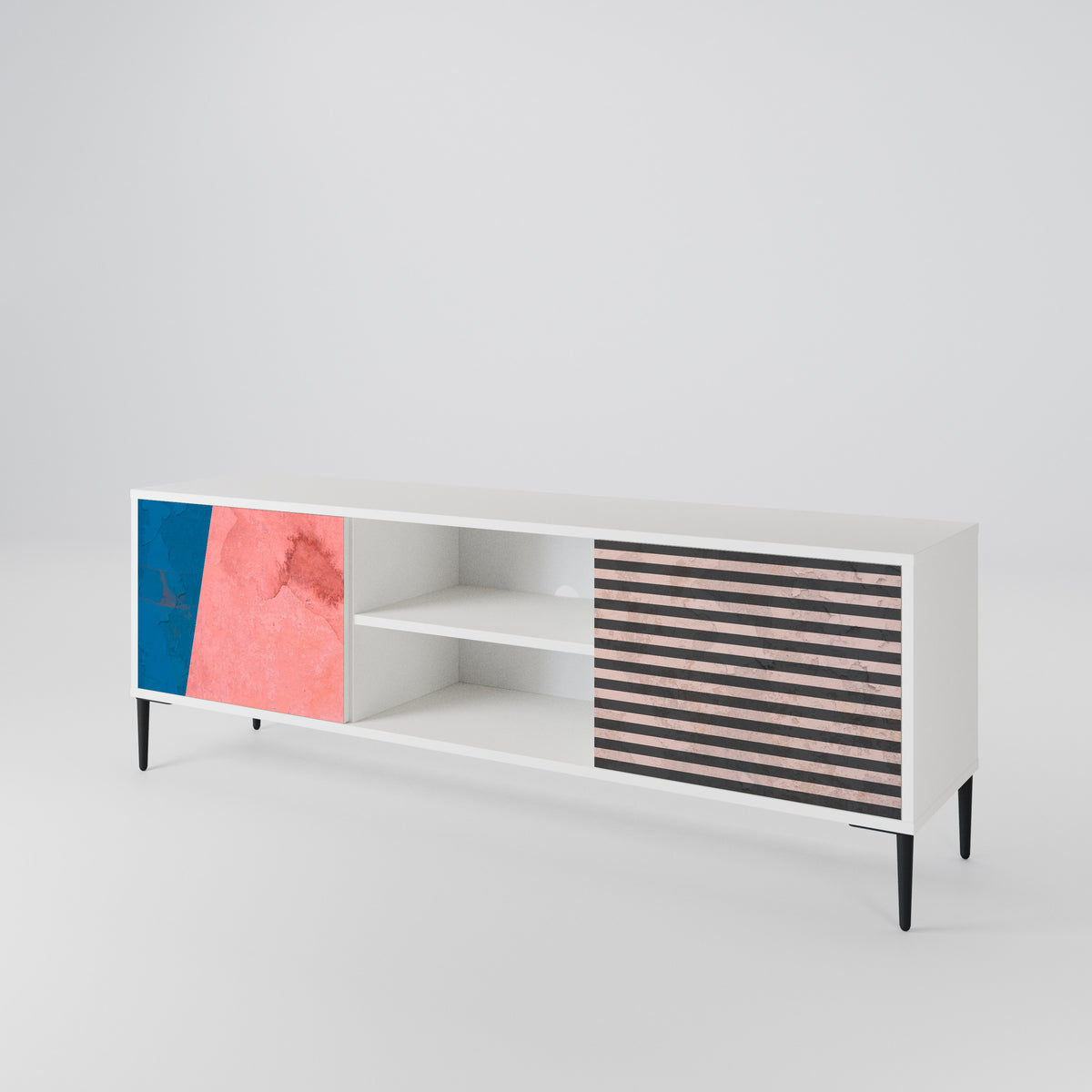 GLAMOROUS STRIPE TV-bänk med två dörrar