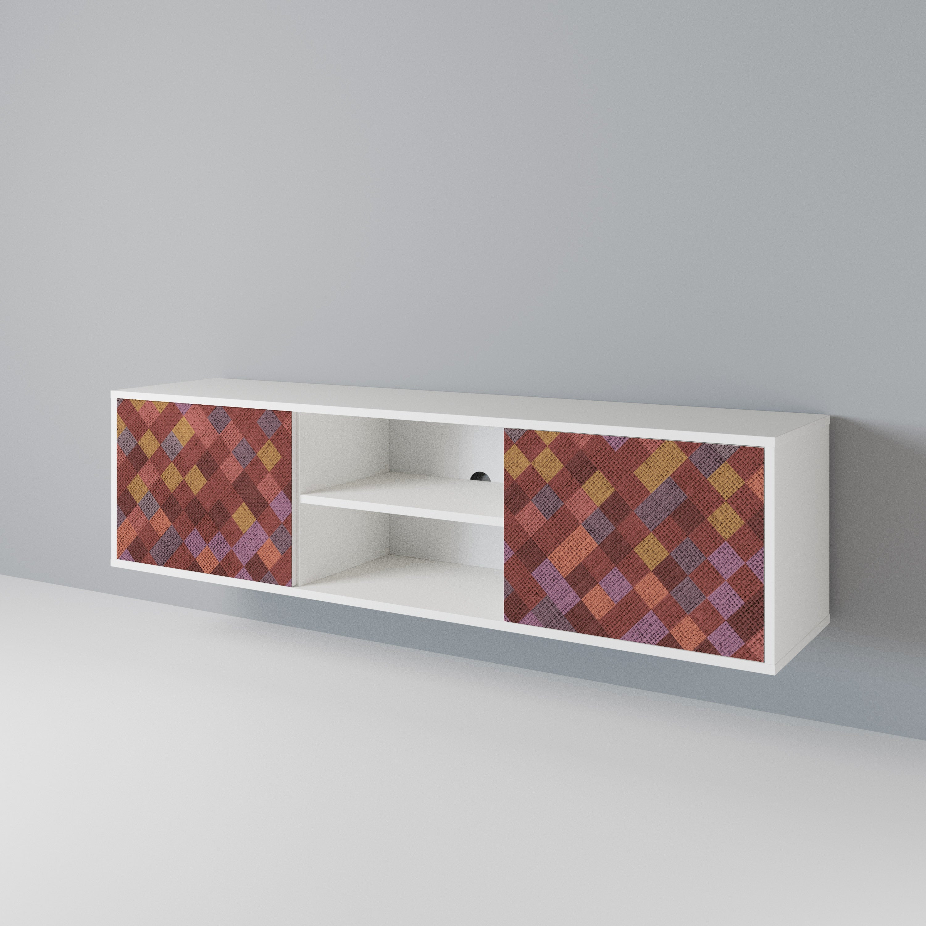 PAINTED SQUARES 2-Door TV Cabinet