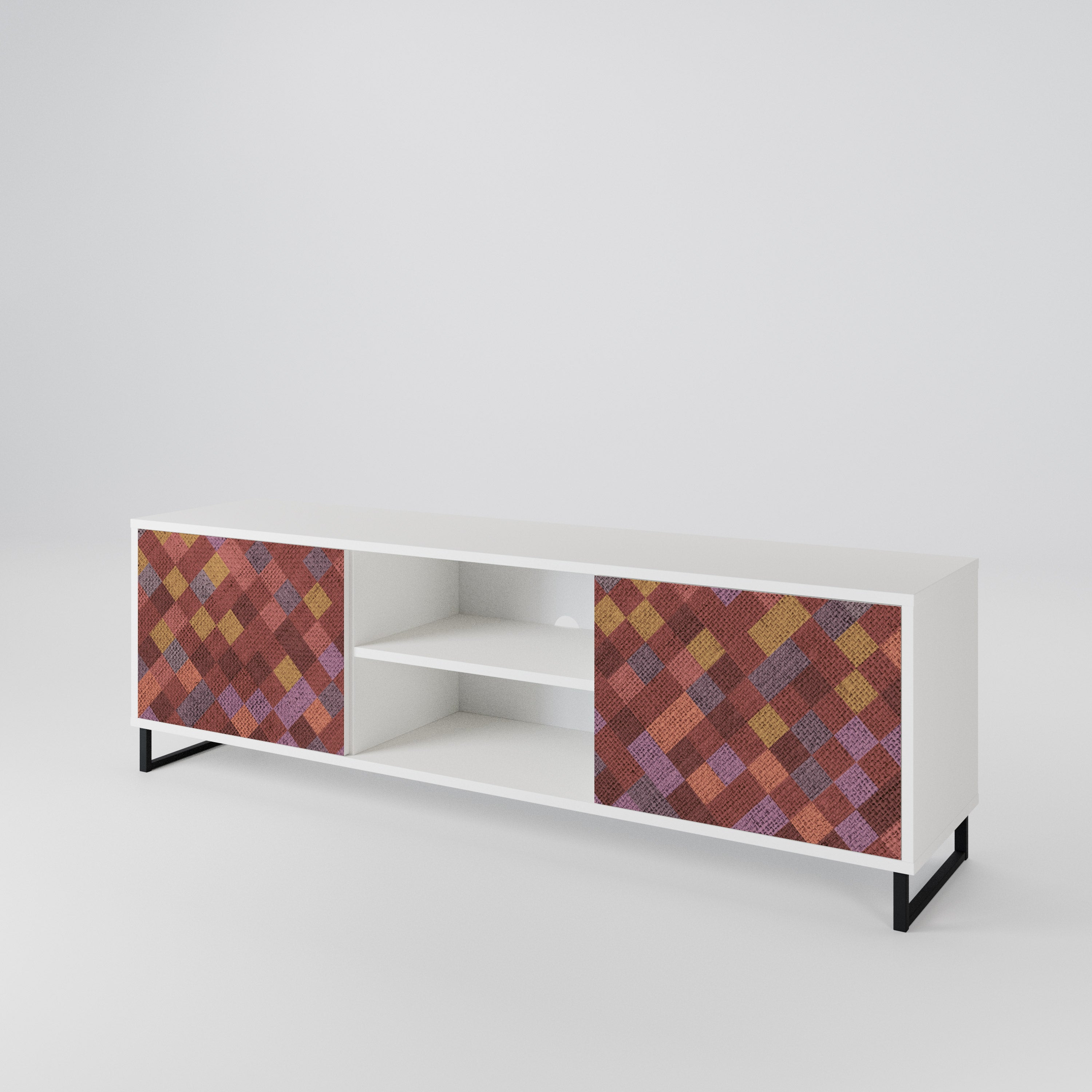 PAINTED SQUARES 2-Door TV Cabinet