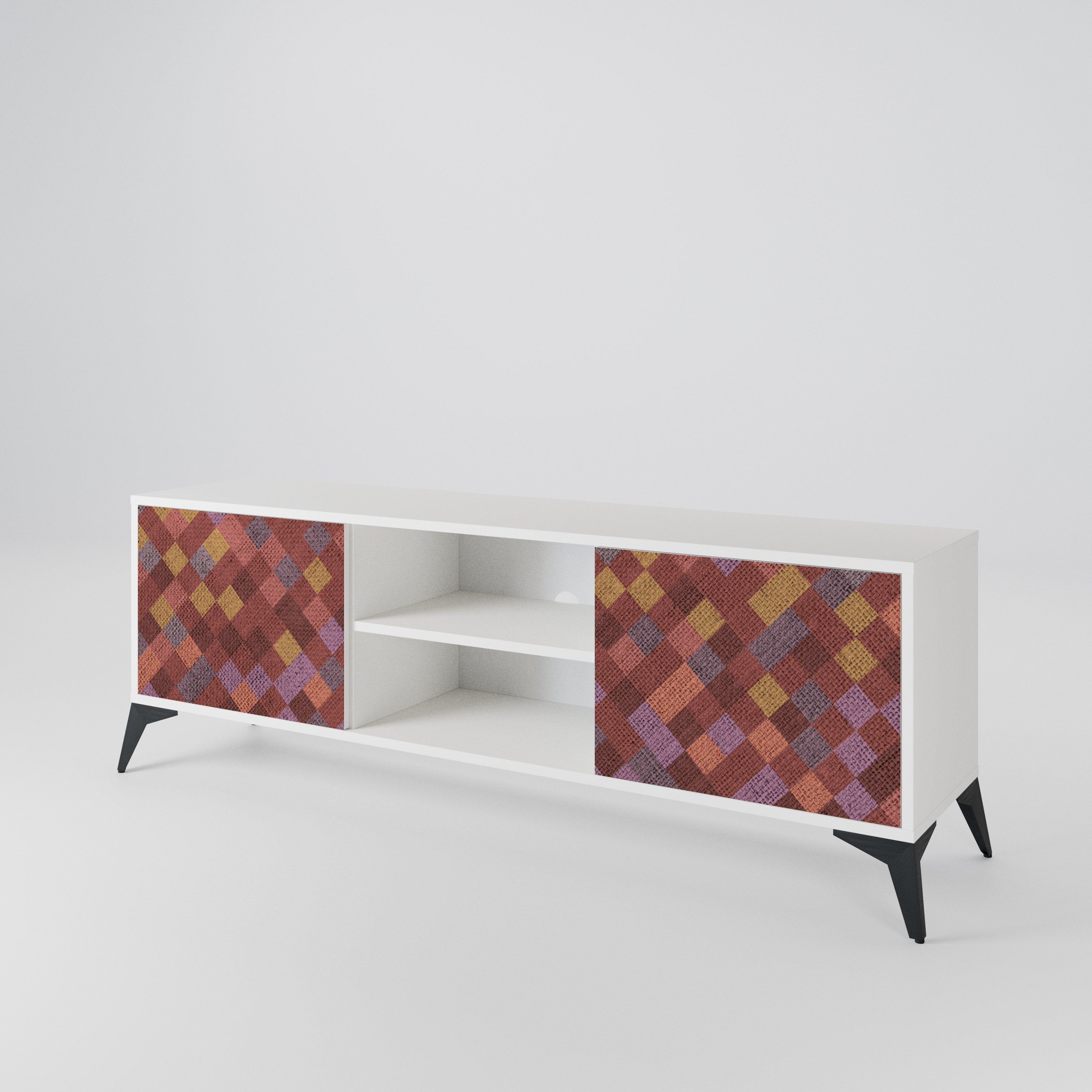 PAINTED SQUARES 2-Door TV Cabinet