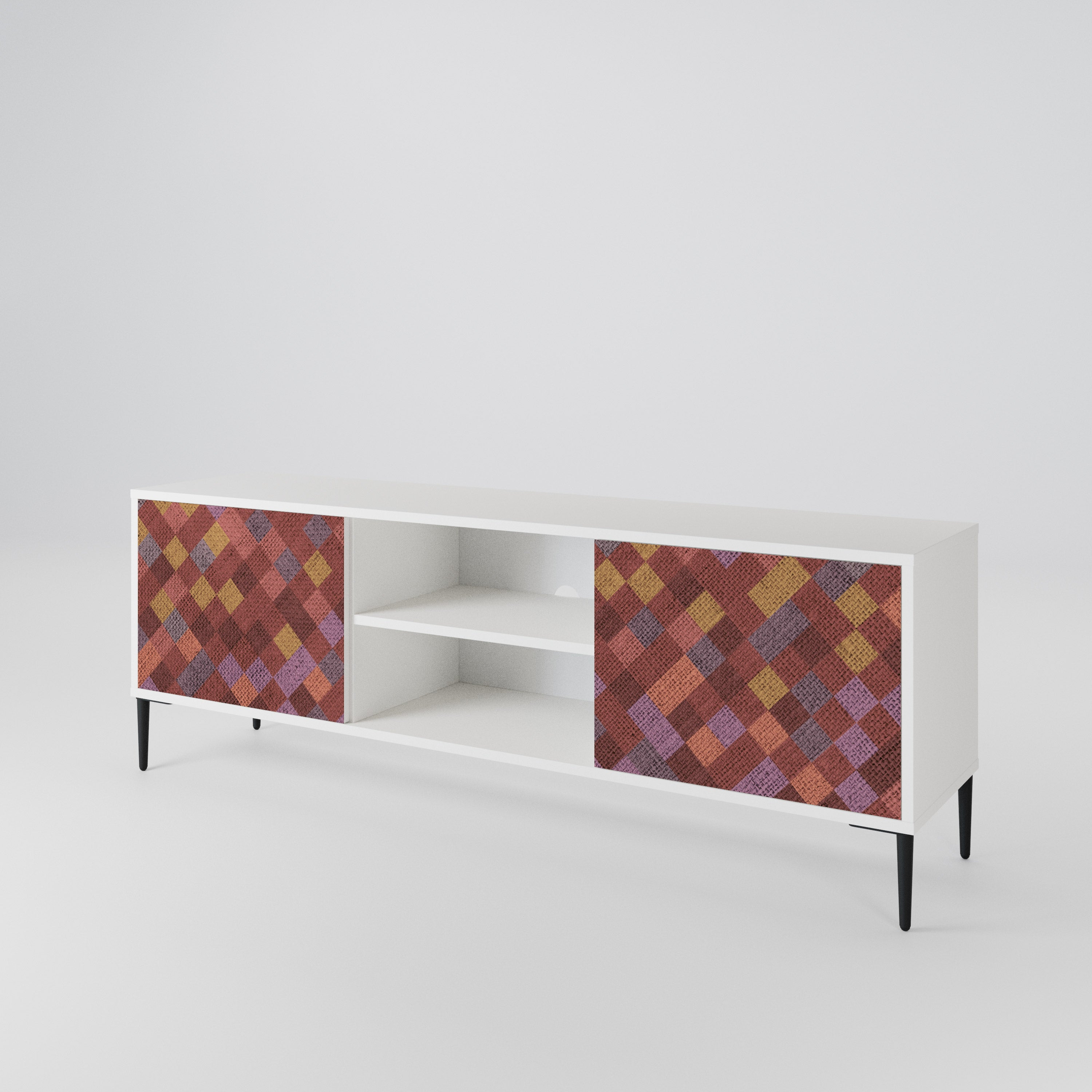 PAINTED SQUARES 2-Door TV Cabinet