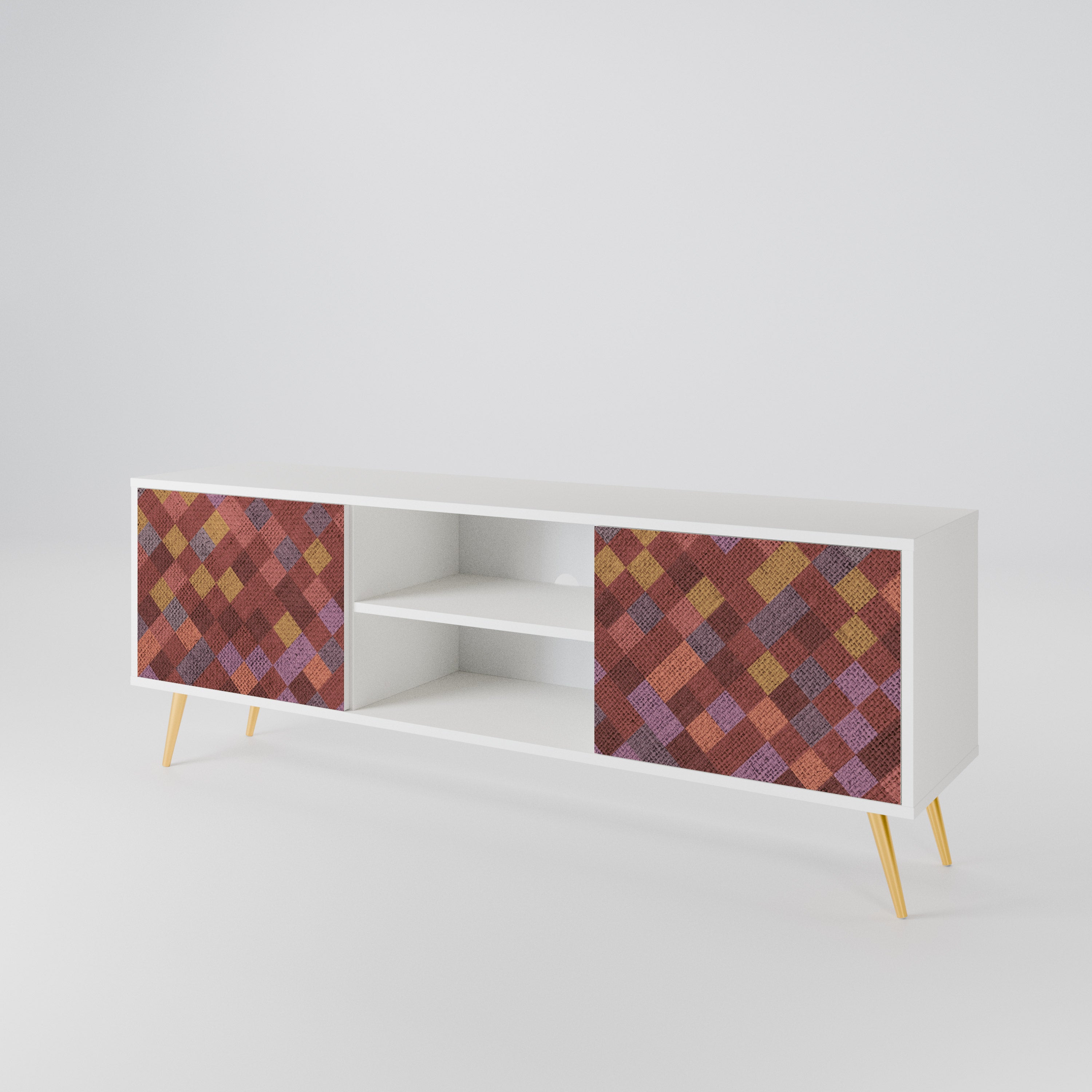 PAINTED SQUARES 2-Door TV Cabinet