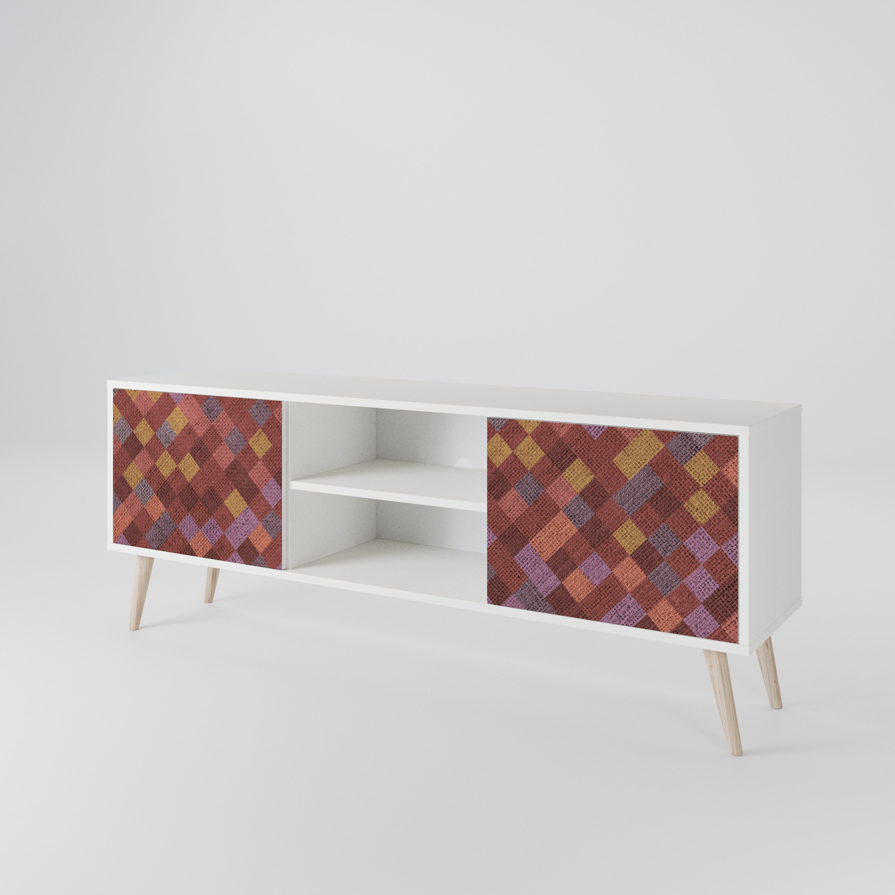 PAINTED SQUARES 2-Door TV Cabinet