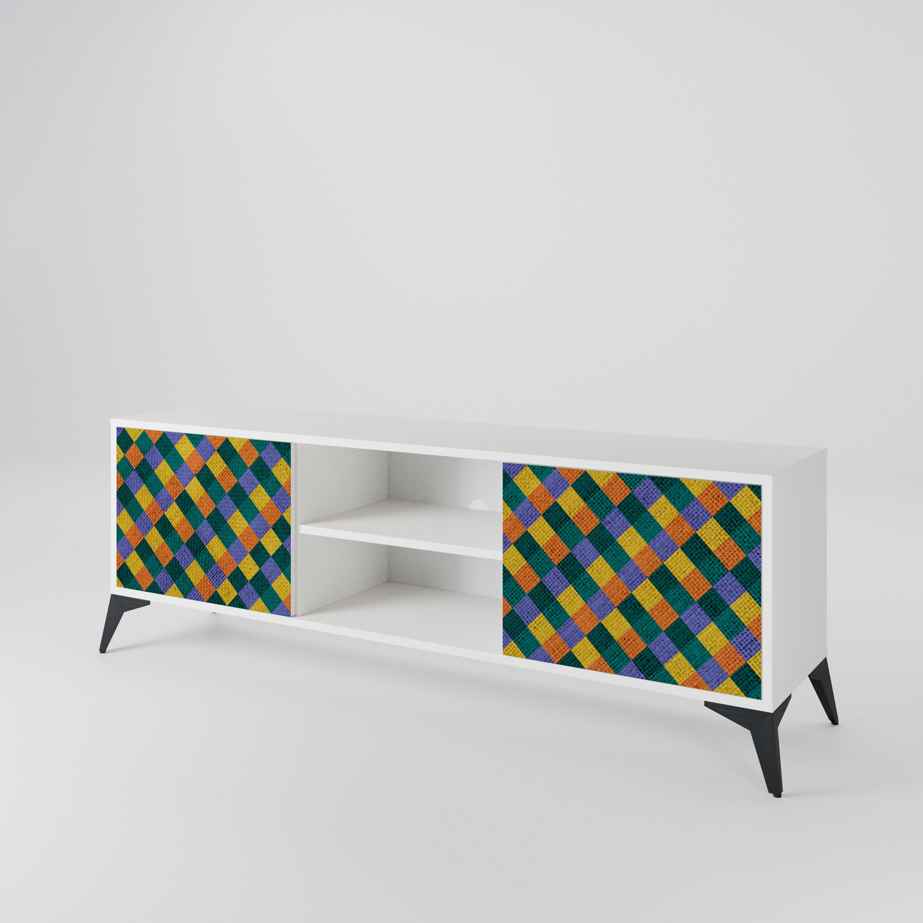 PAINTED SQUARES MIX 2-Door TV Cabinet