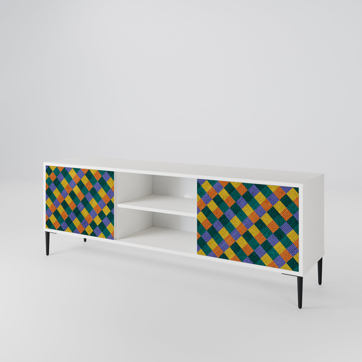 PAINTED SQUARES MIX TV-bänk med två dörrar