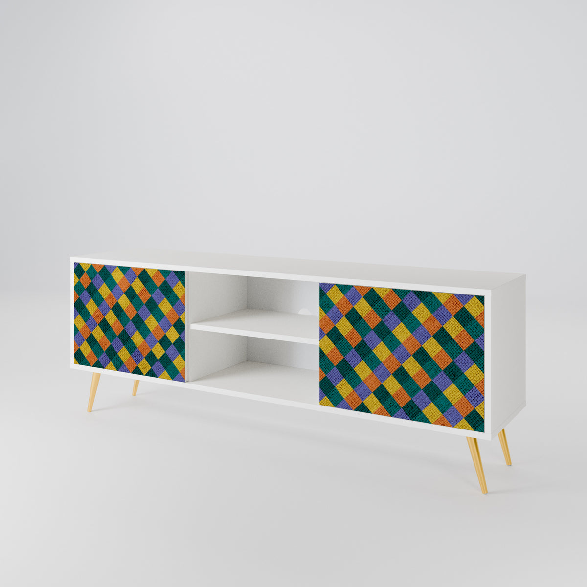 PAINTED SQUARES MIX TV-bänk med två dörrar