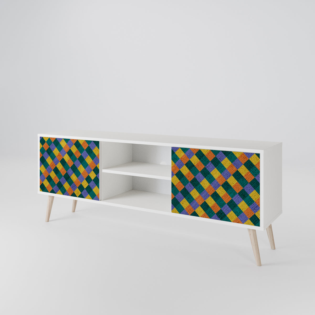 PAINTED SQUARES MIX TV-bänk med två dörrar