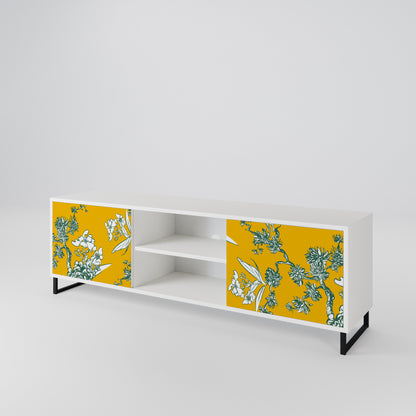 YELLOW CHINOISERIE TV-bänk med två dörrar