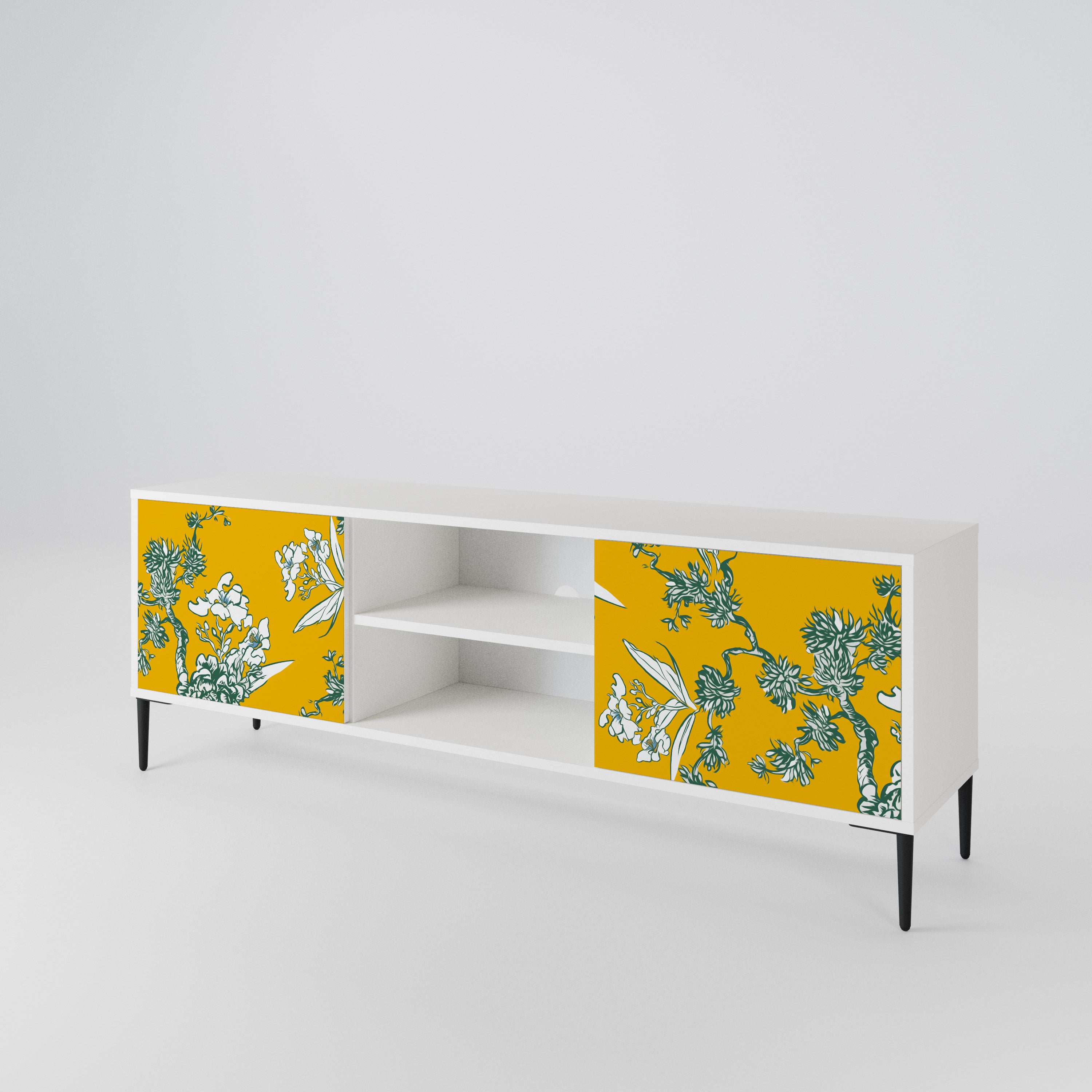 YELLOW CHINOISERIE TV-bänk med två dörrar
