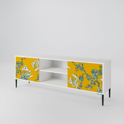 YELLOW CHINOISERIE TV-bänk med två dörrar