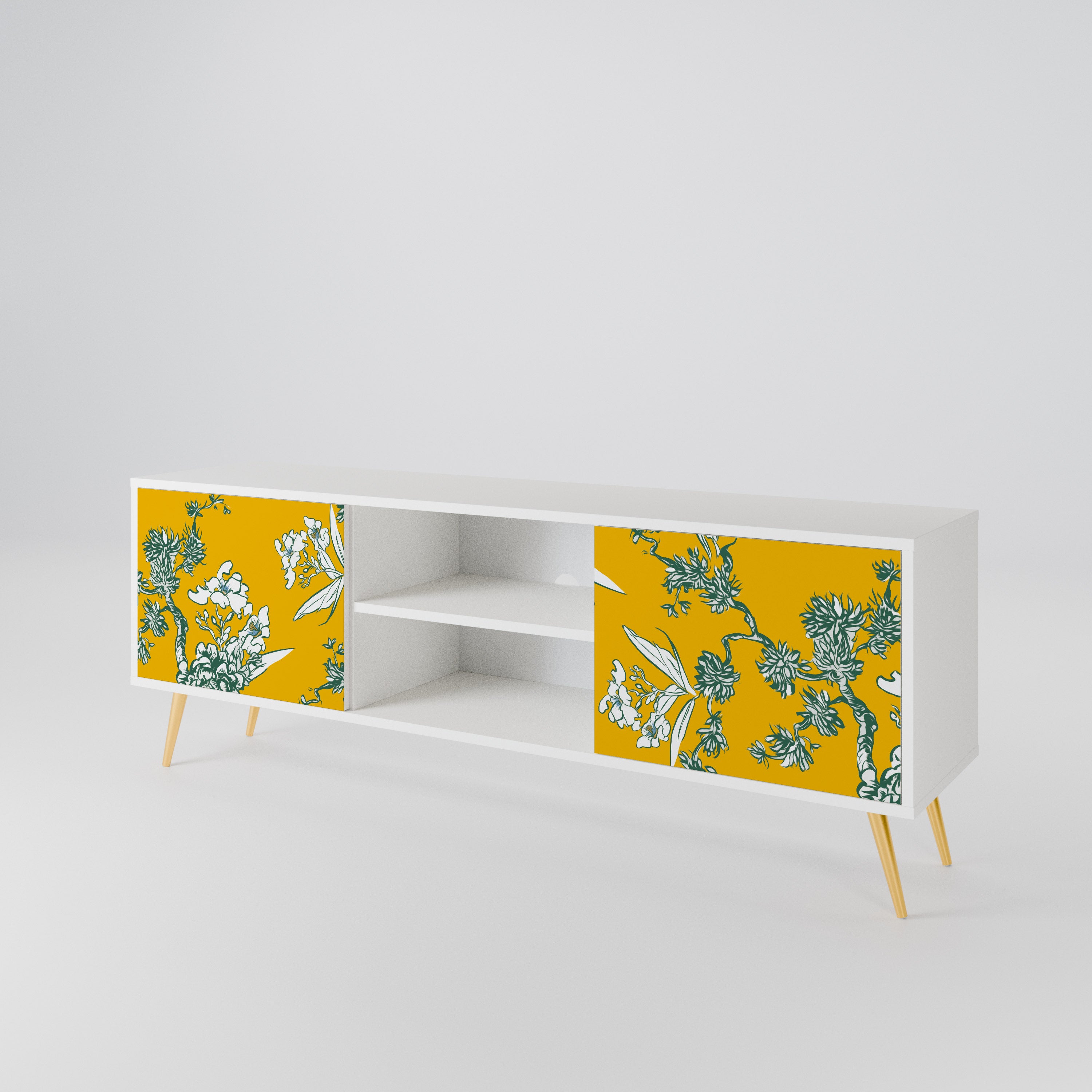 YELLOW CHINOISERIE TV-bänk med två dörrar