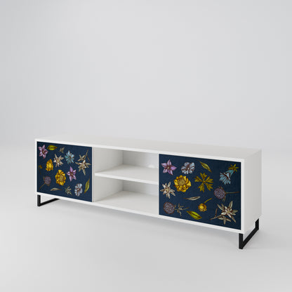 FLOWERS ON NAVY BLUE TV-bänk med två dörrar