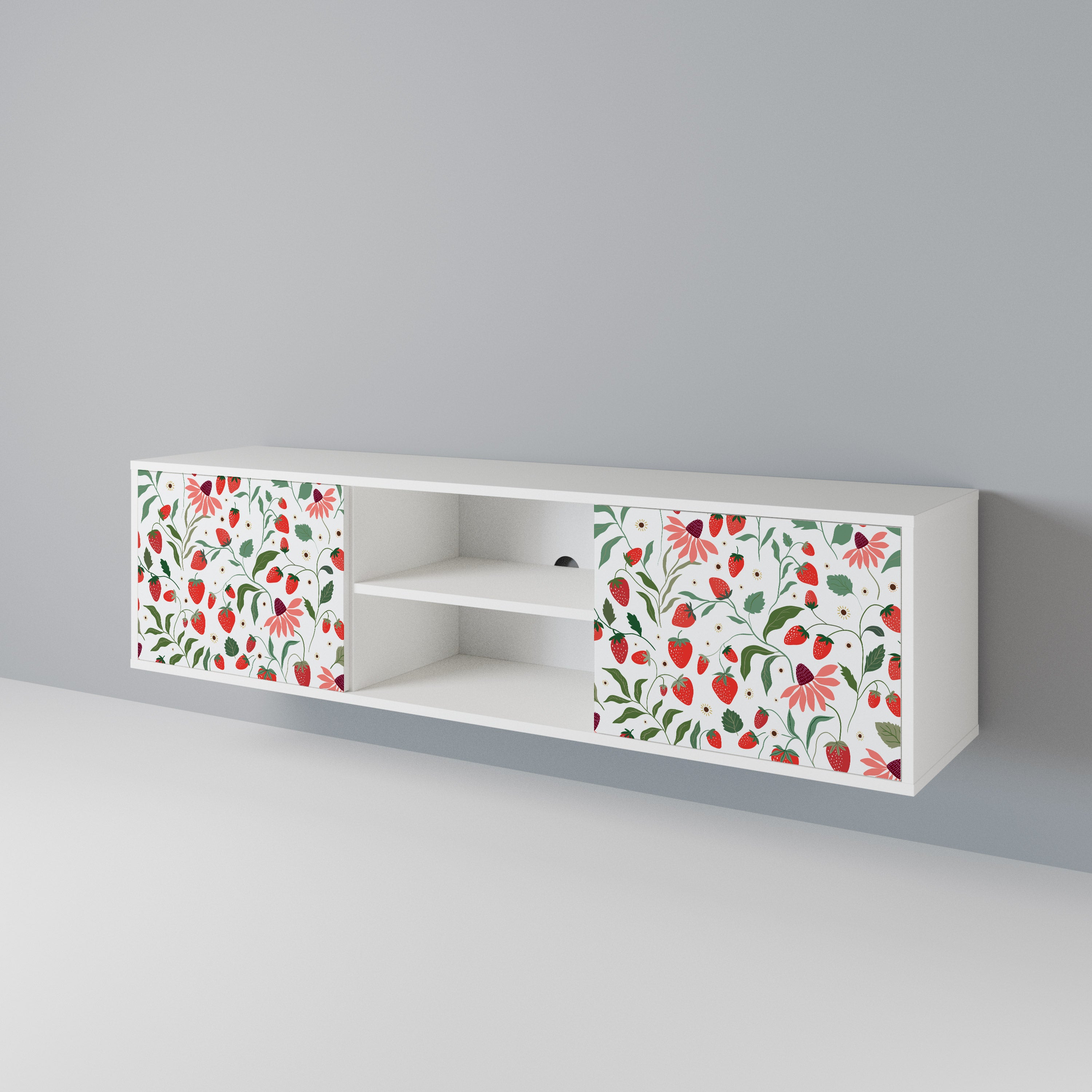 FLOWERS AND STRAWBERRIES 2-Door TV Cabinet