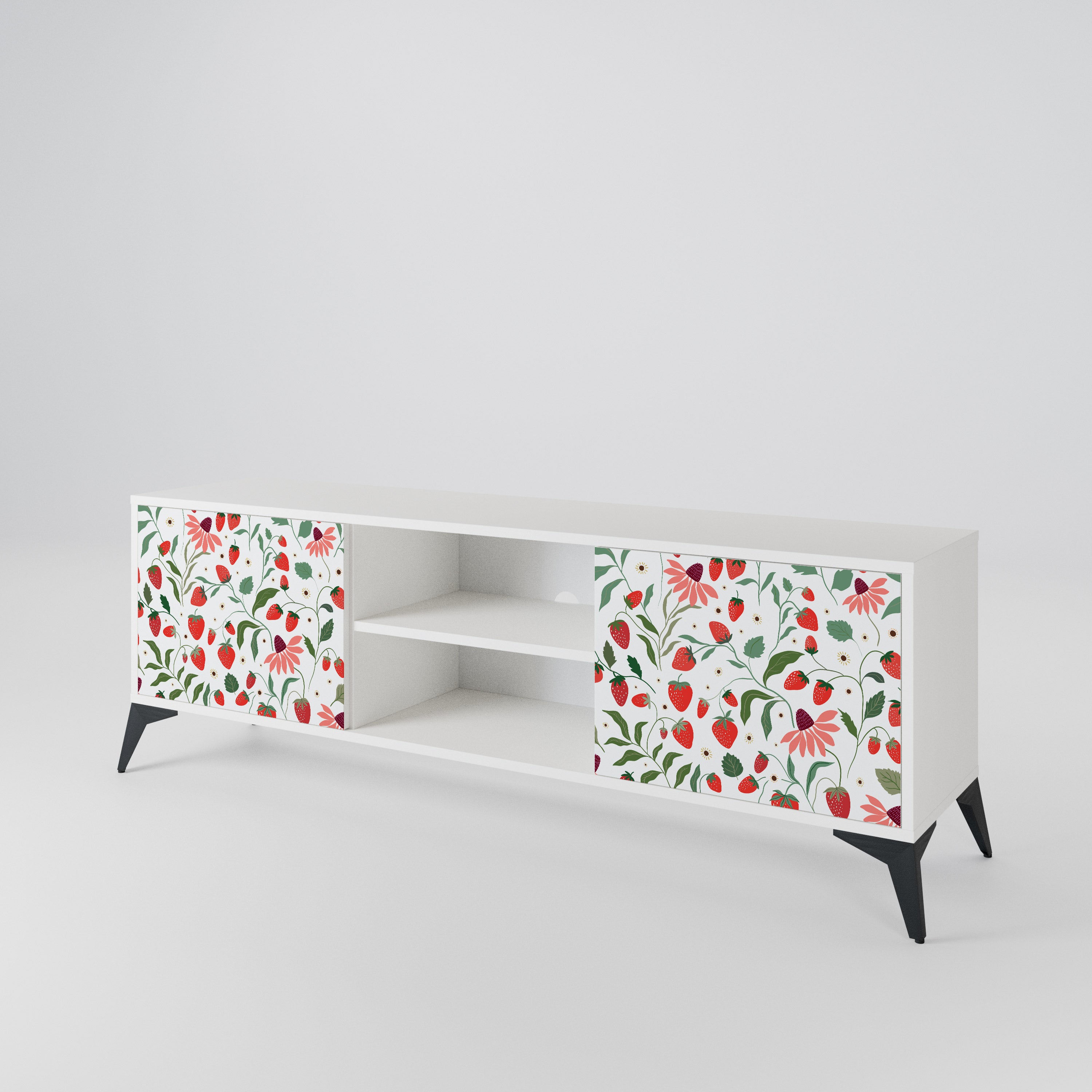 FLOWERS AND STRAWBERRIES 2-Door TV Cabinet