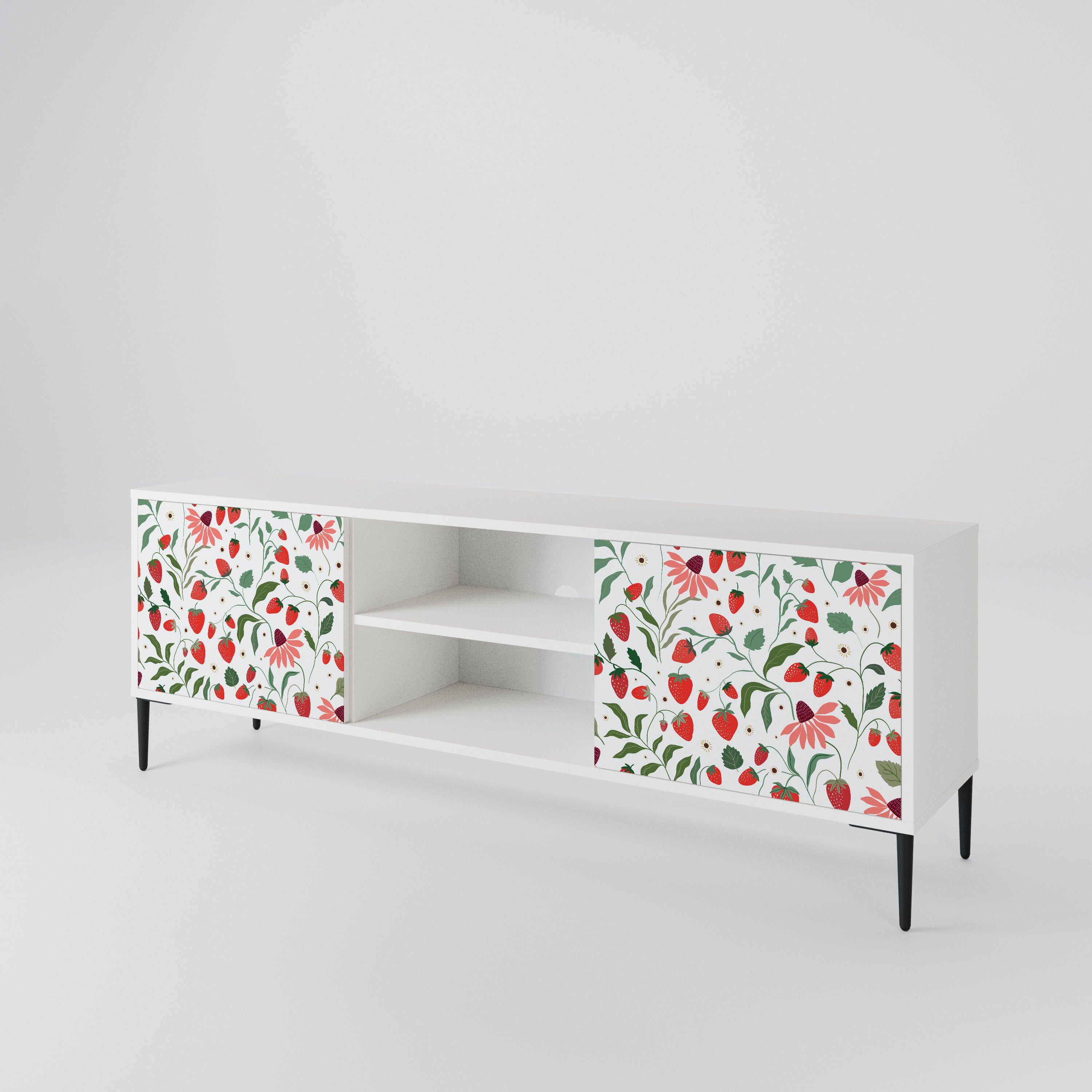 FLOWERS AND STRAWBERRIES 2-Door TV Cabinet