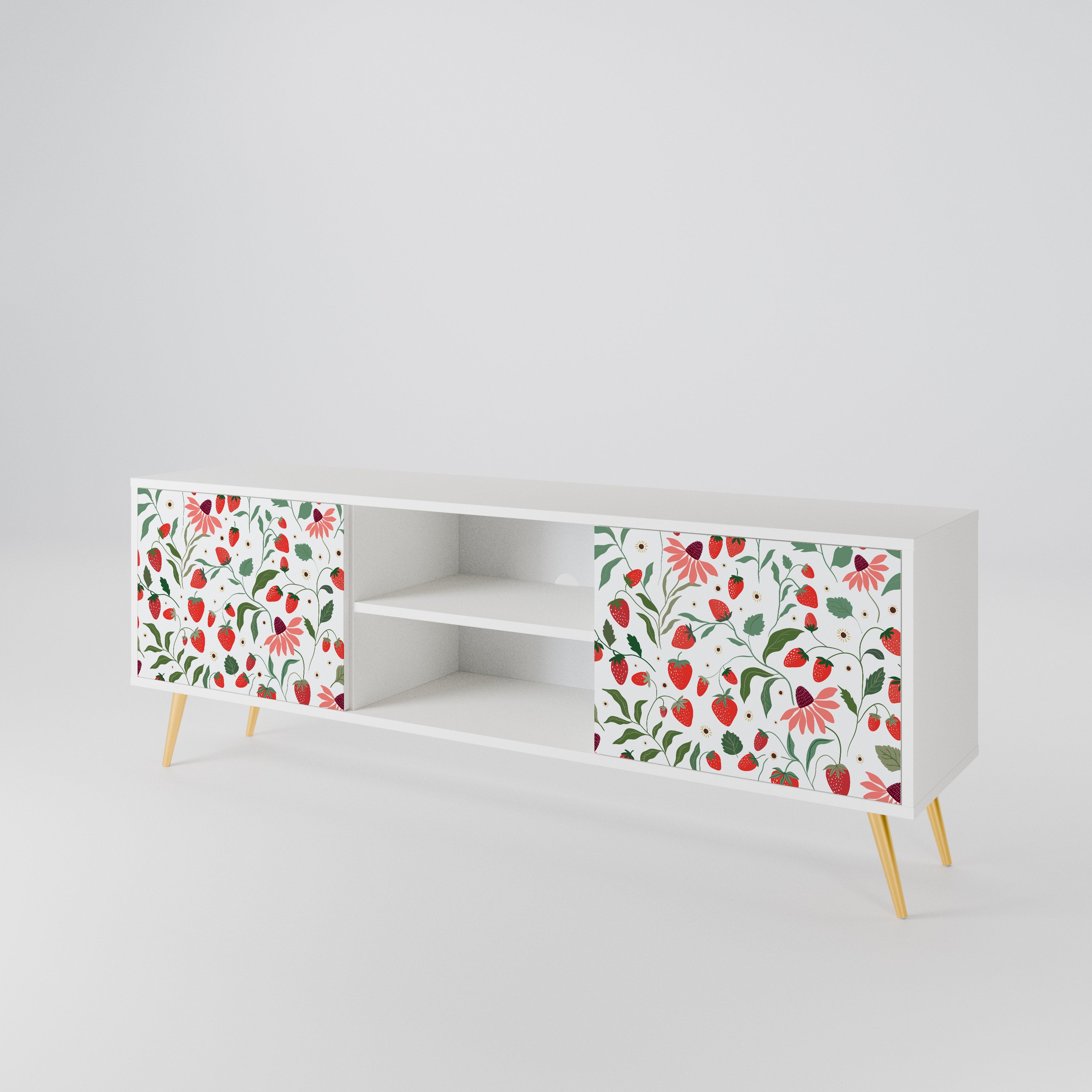 FLOWERS AND STRAWBERRIES 2-Door TV Cabinet