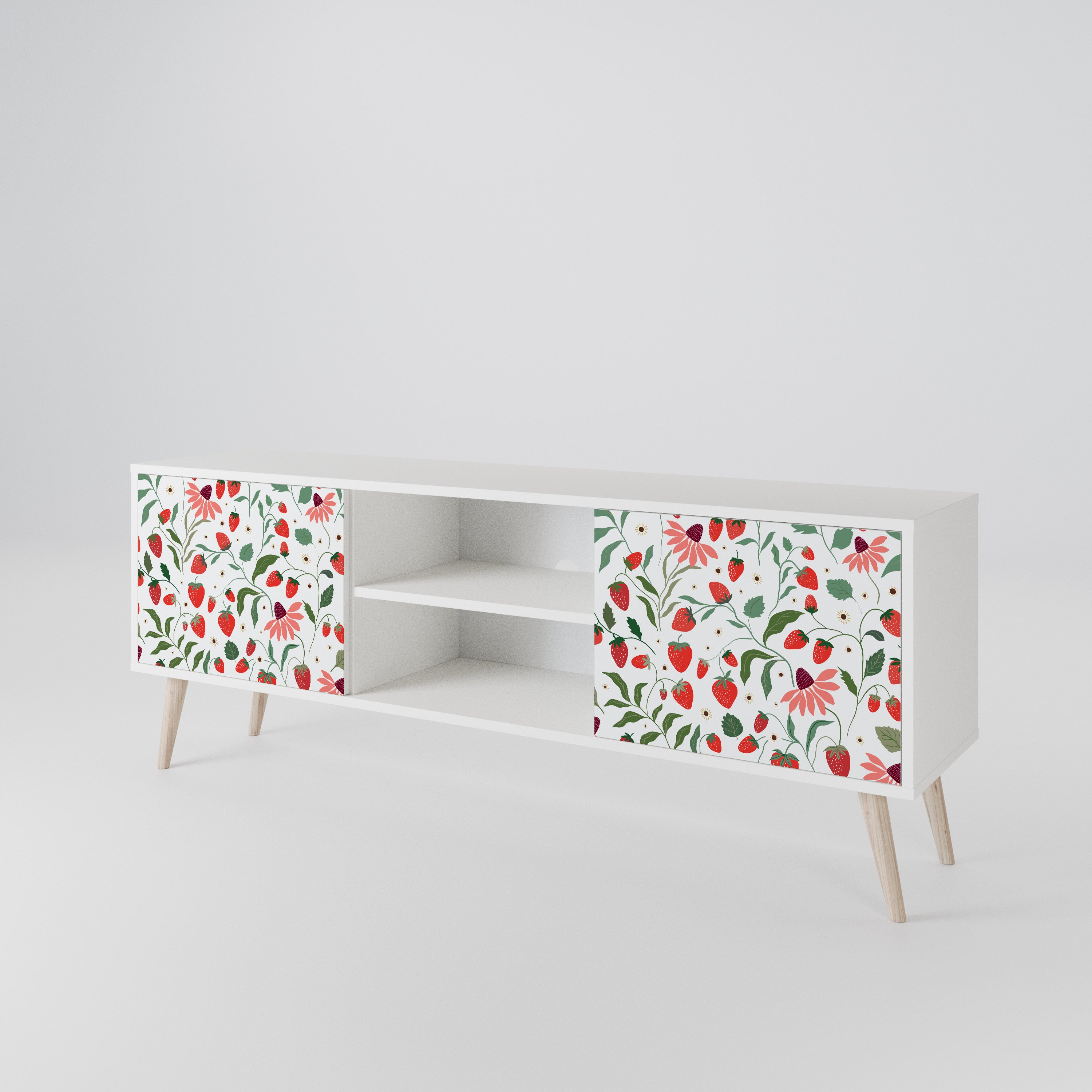 FLOWERS AND STRAWBERRIES 2-Door TV Cabinet