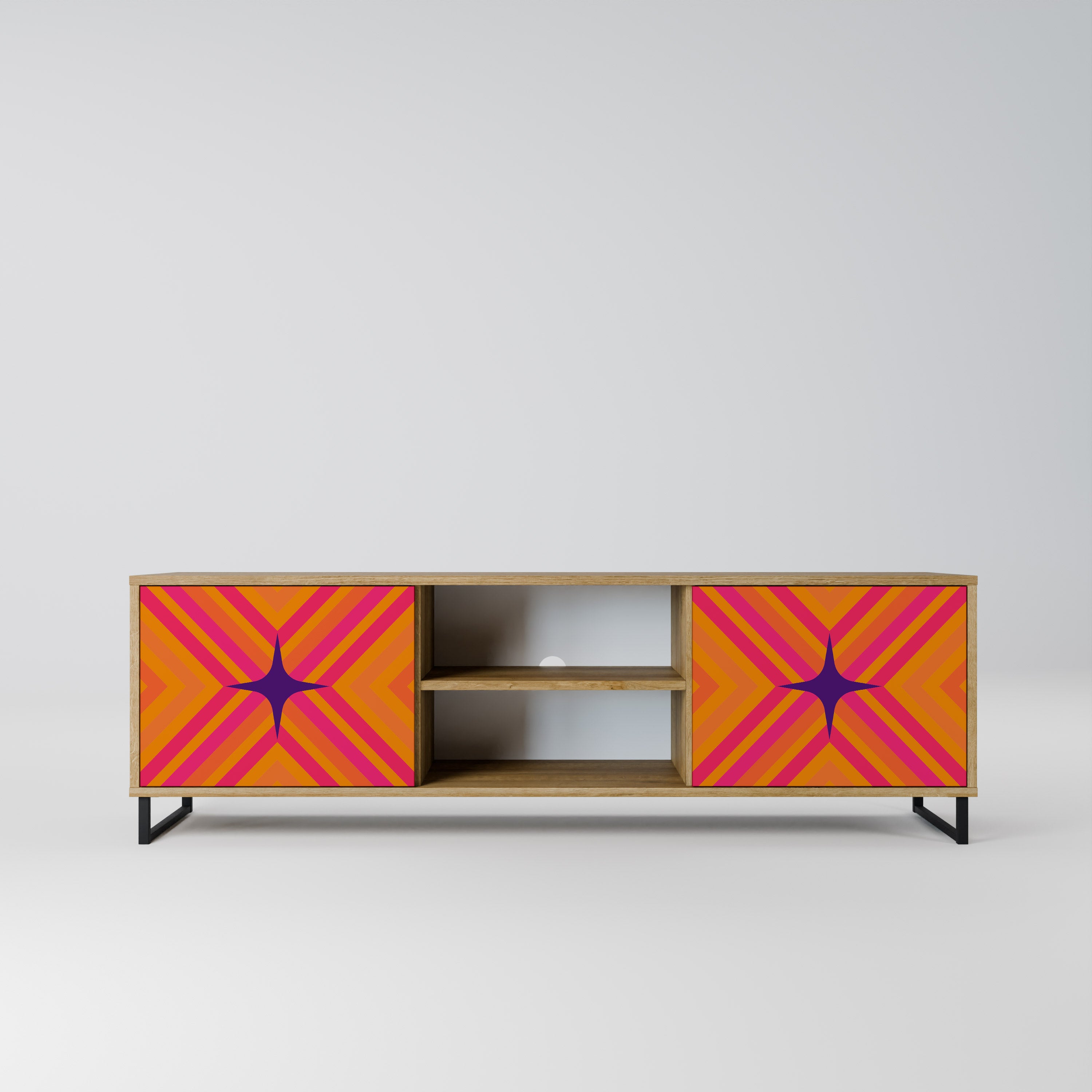 GEOMETRIC BRILLIANCE 2-dörrars TV-bänk i ekeffekt