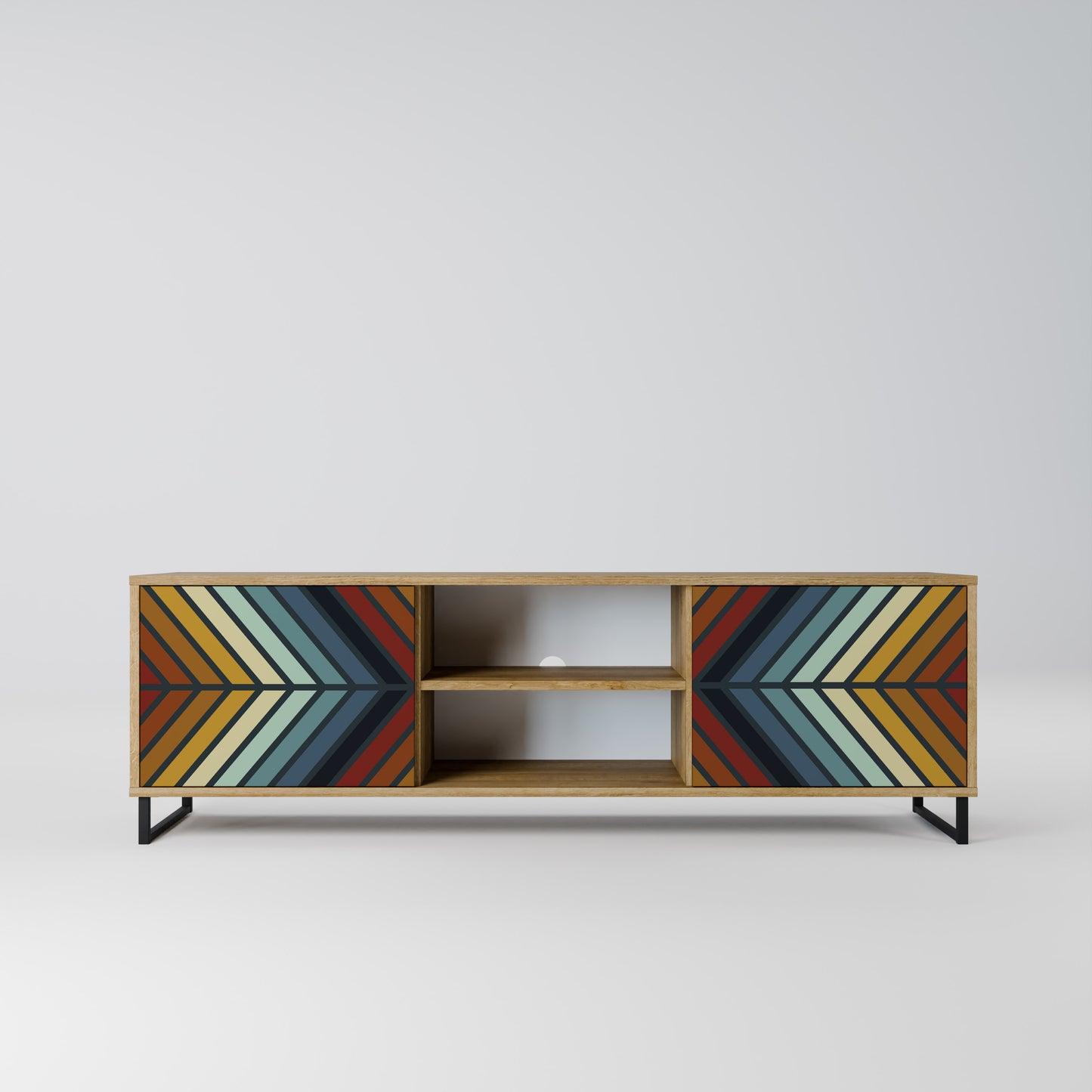 INDIGENOUS ZIGZAG 2-dörrars TV-bänk i ekeffekt