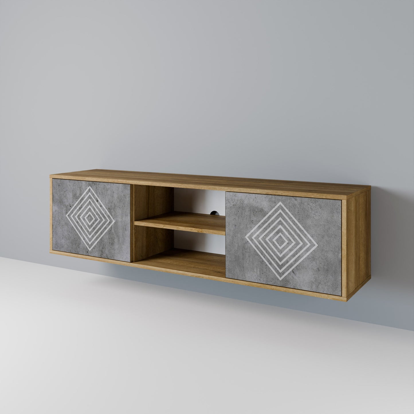 POLYGONAL ARTISTRY 2-dörrars TV-bänk i ekeffekt